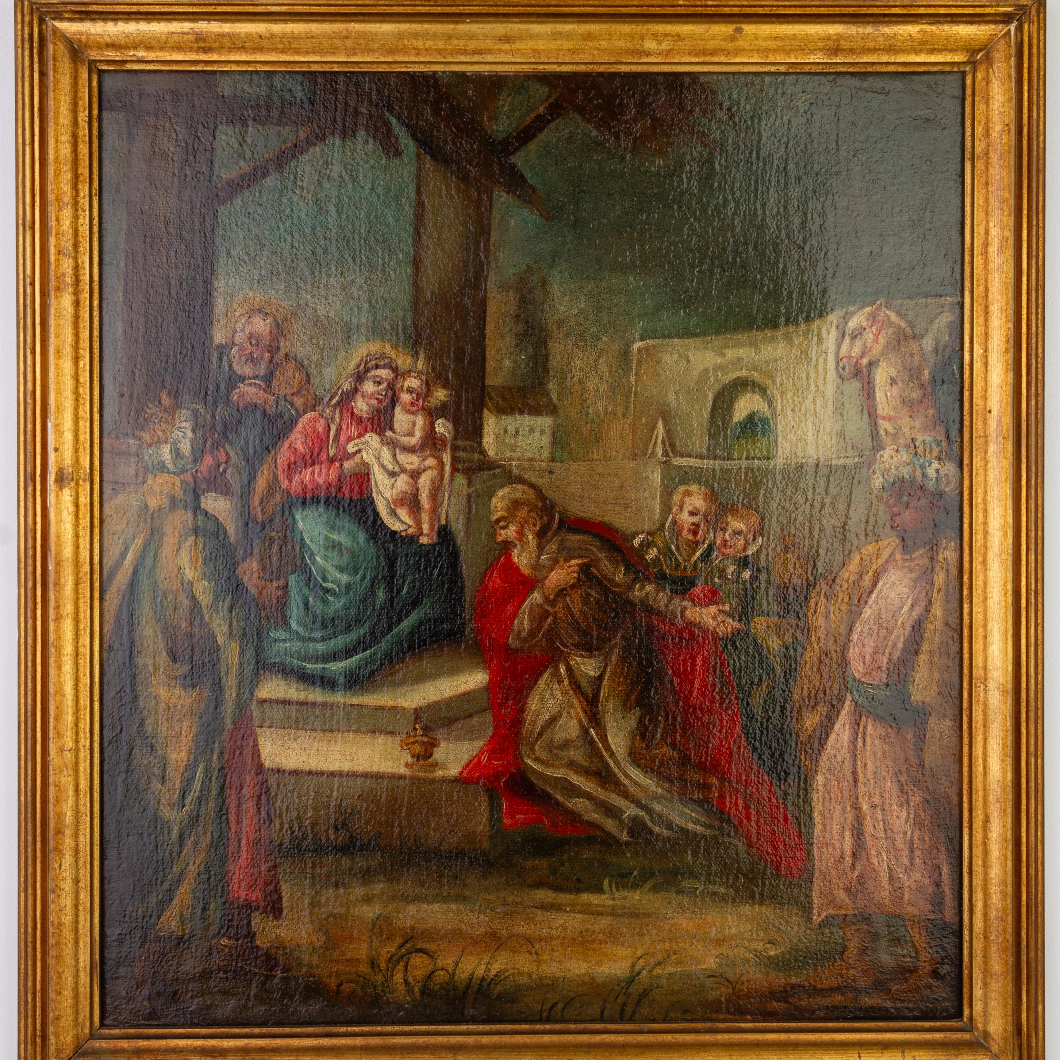 In good condition
From a private collection
Free international shipping
17th Century Old Master Oil Painting Adoration of the Magi 
