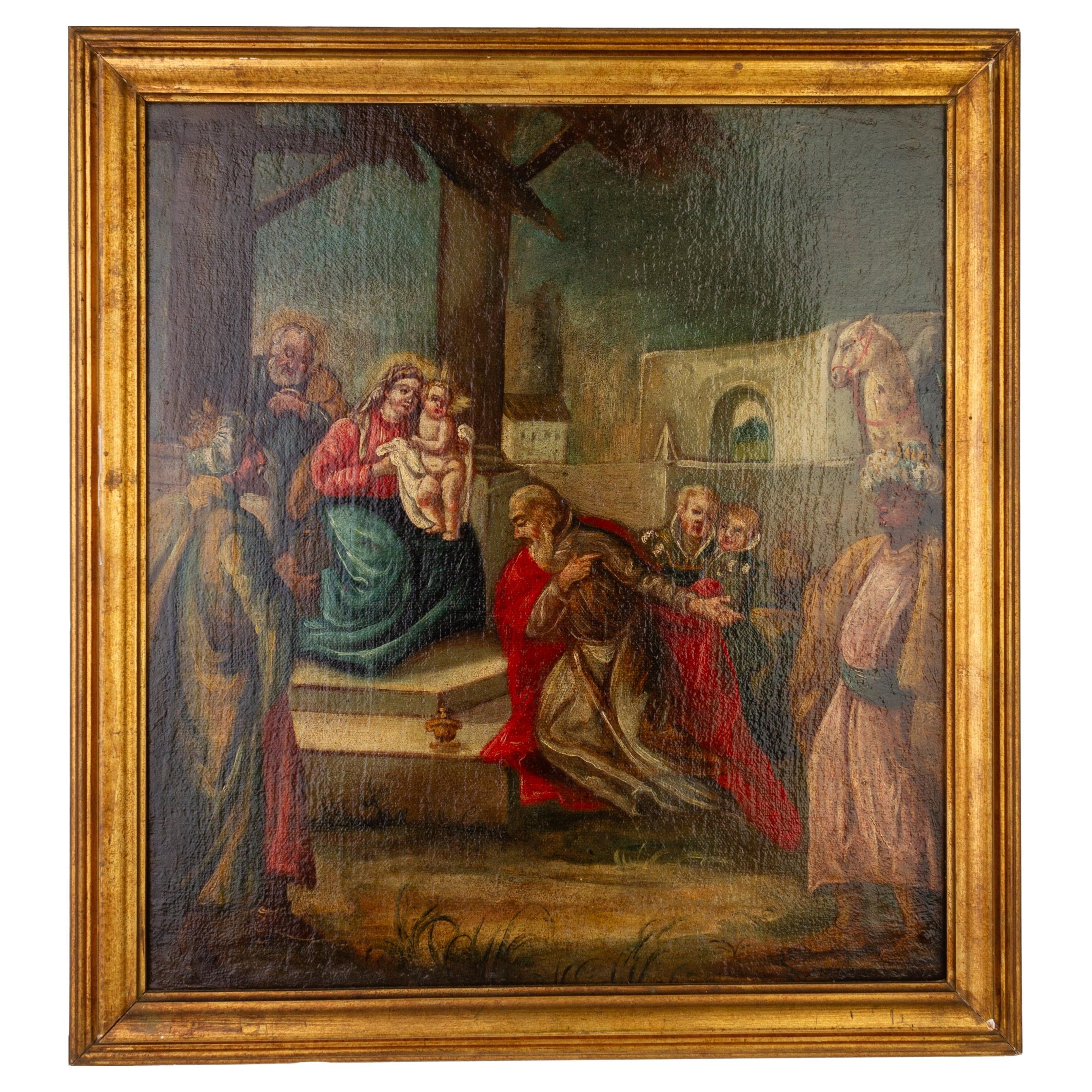 17th Century Old Master Oil Painting Adoration of the Magi 