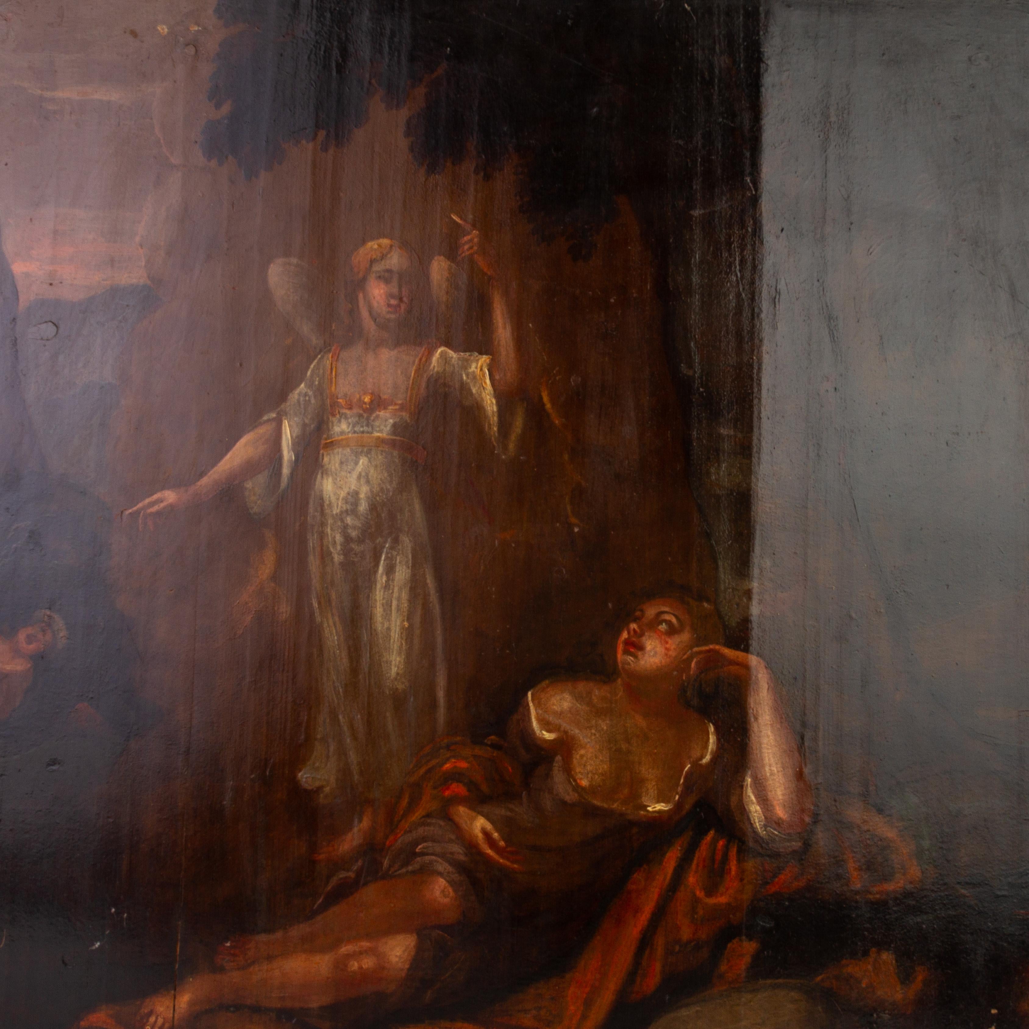En bon état.
D'une collection privée
Expédition internationale gratuite
Peinture à l'huile du 17e siècle de l'ancien Masterly Hagar et l'Ange
