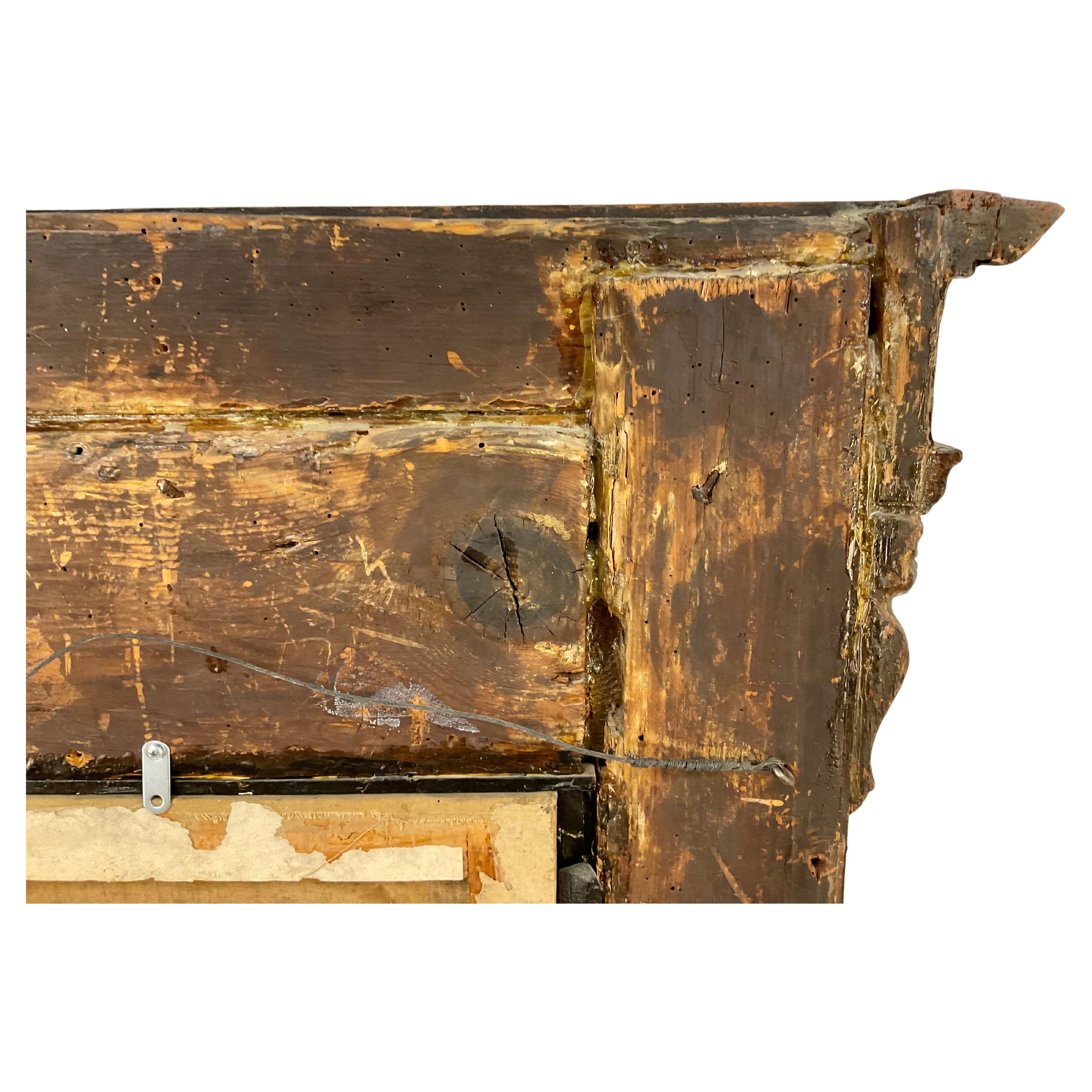 Dipinto a olio della Madonna del XVII secolo, con cornice dorata a forma di tabernacolo 4