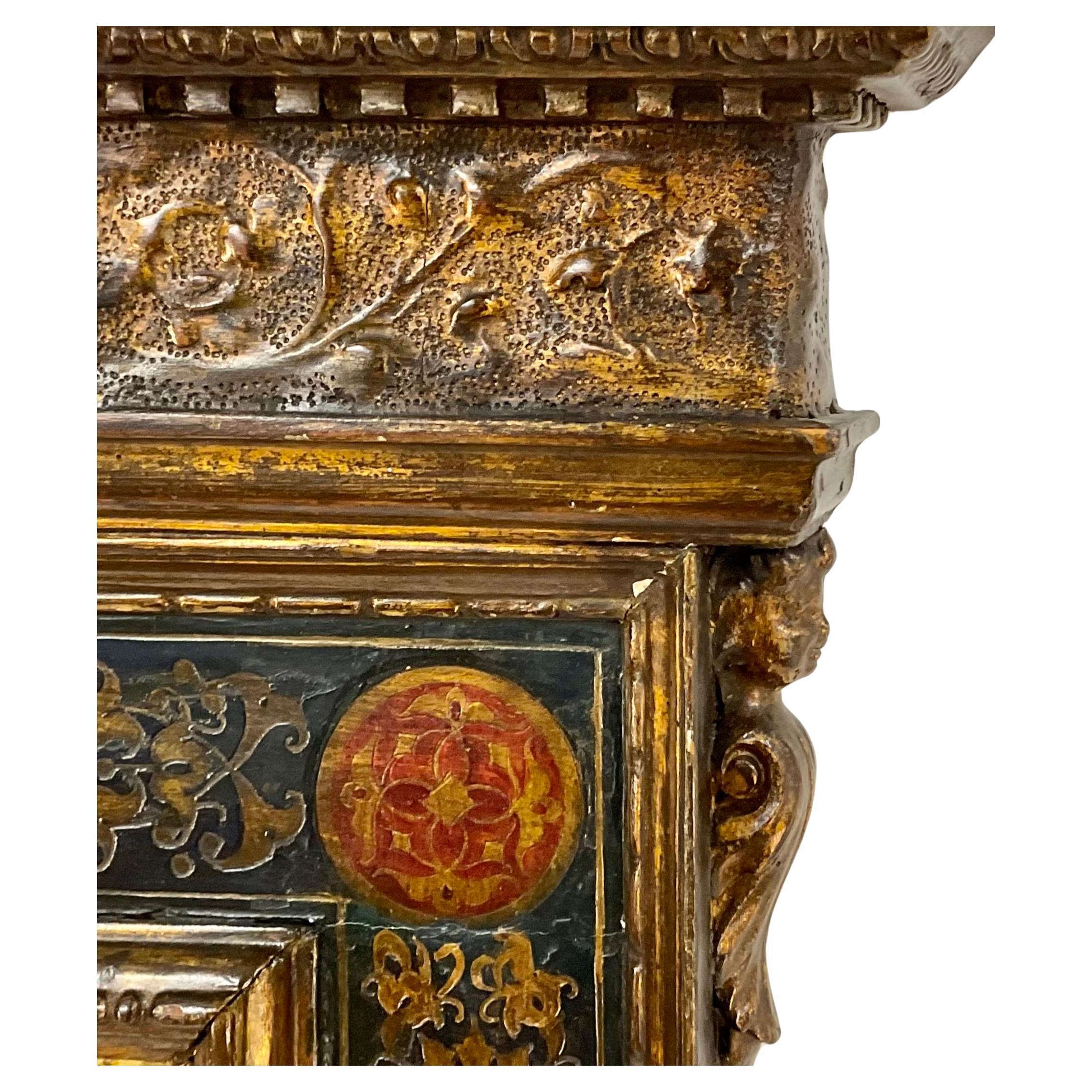 Dipinto a olio della Madonna del XVII secolo, con cornice dorata a forma di tabernacolo 1