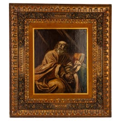 Antique 17th Century Old Master Oil Painting Penitent Saint Peter