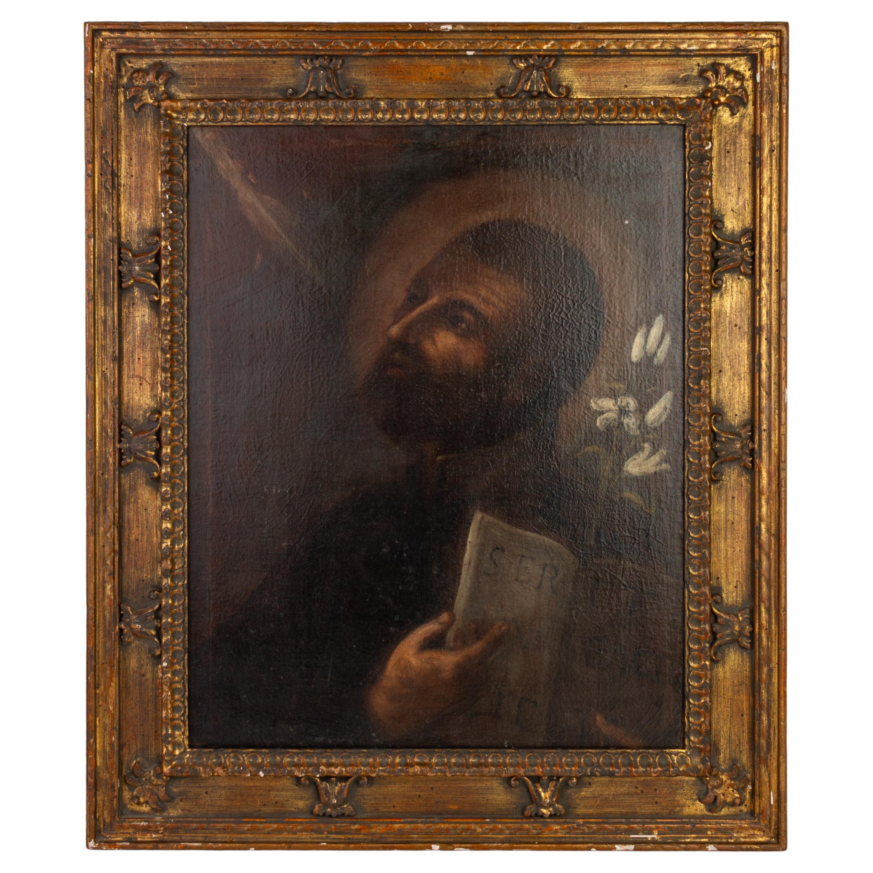17th Century Old Master Oil Painting Portrait of Saint Dominic