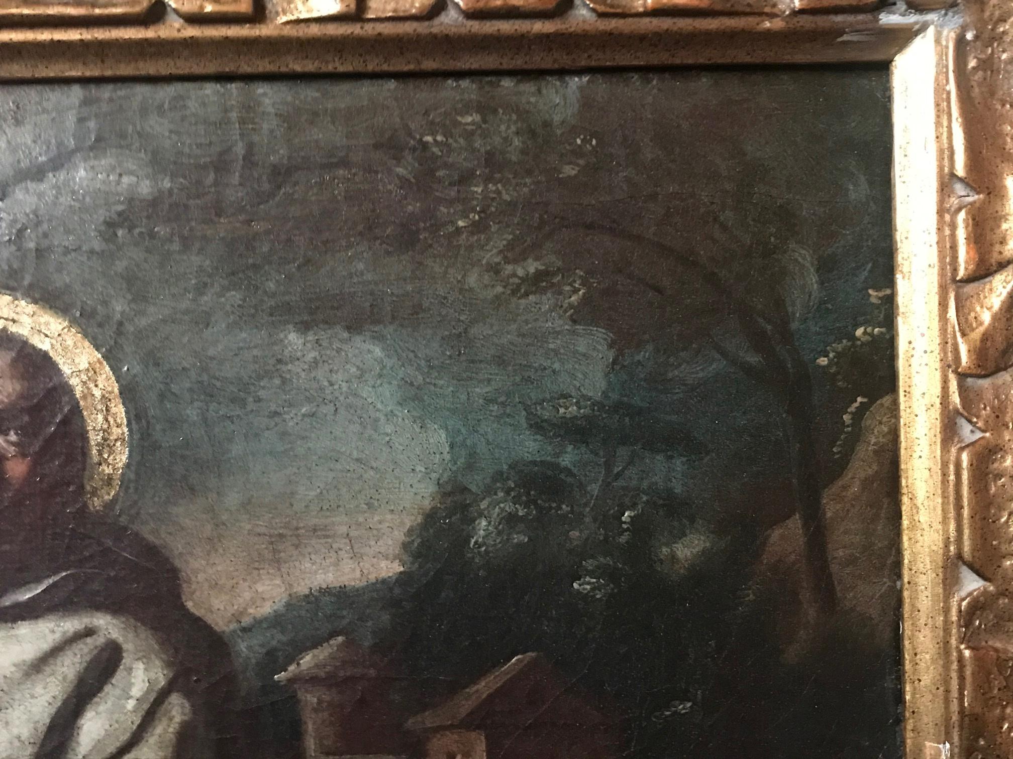 Peinture à l'huile du 17ème siècle Saint Bernard de Clairvaux, école espagnole en vente 1
