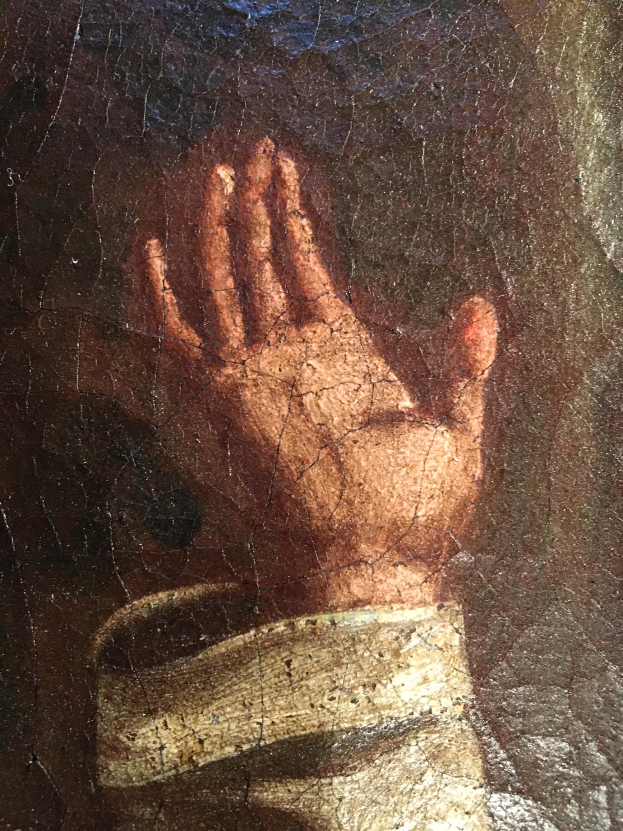 Peint à la main Peinture à l'huile du 17ème siècle Saint Bernard de Clairvaux, école espagnole en vente