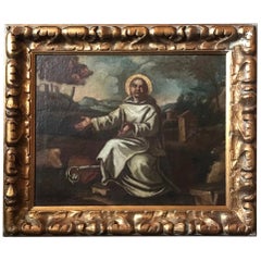 17th Century Old Master Oil Painting Saint Bernard of Clairvaux, Spanish School