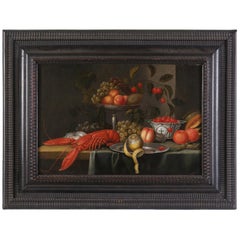 17th Century Old Painting Still Life Dutch Style Oil on Canvas, 1600s