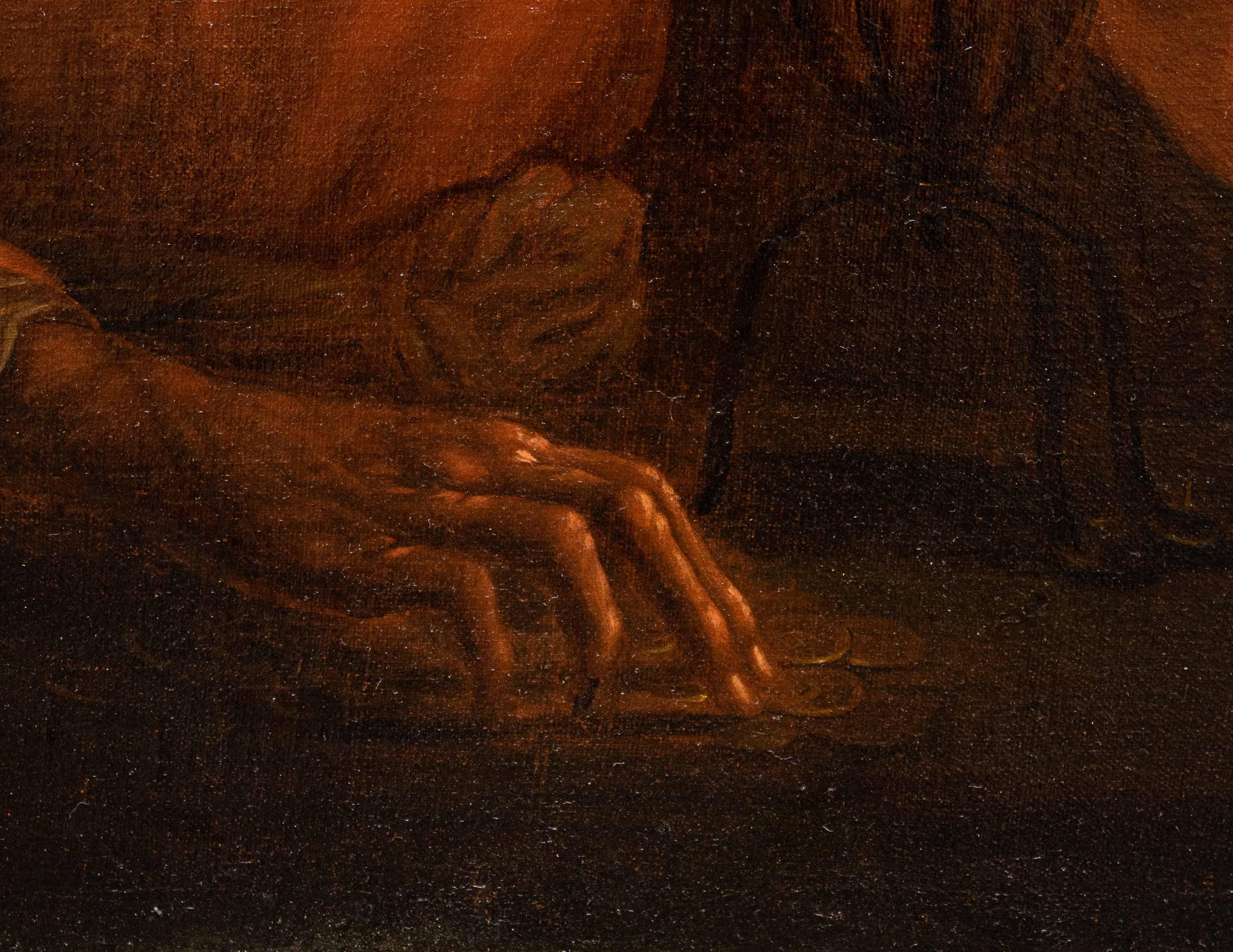 17th Century Old Woman with Candle Painting Attr. to Matthias Stom Oil on Canvas In Good Condition In Milan, IT
