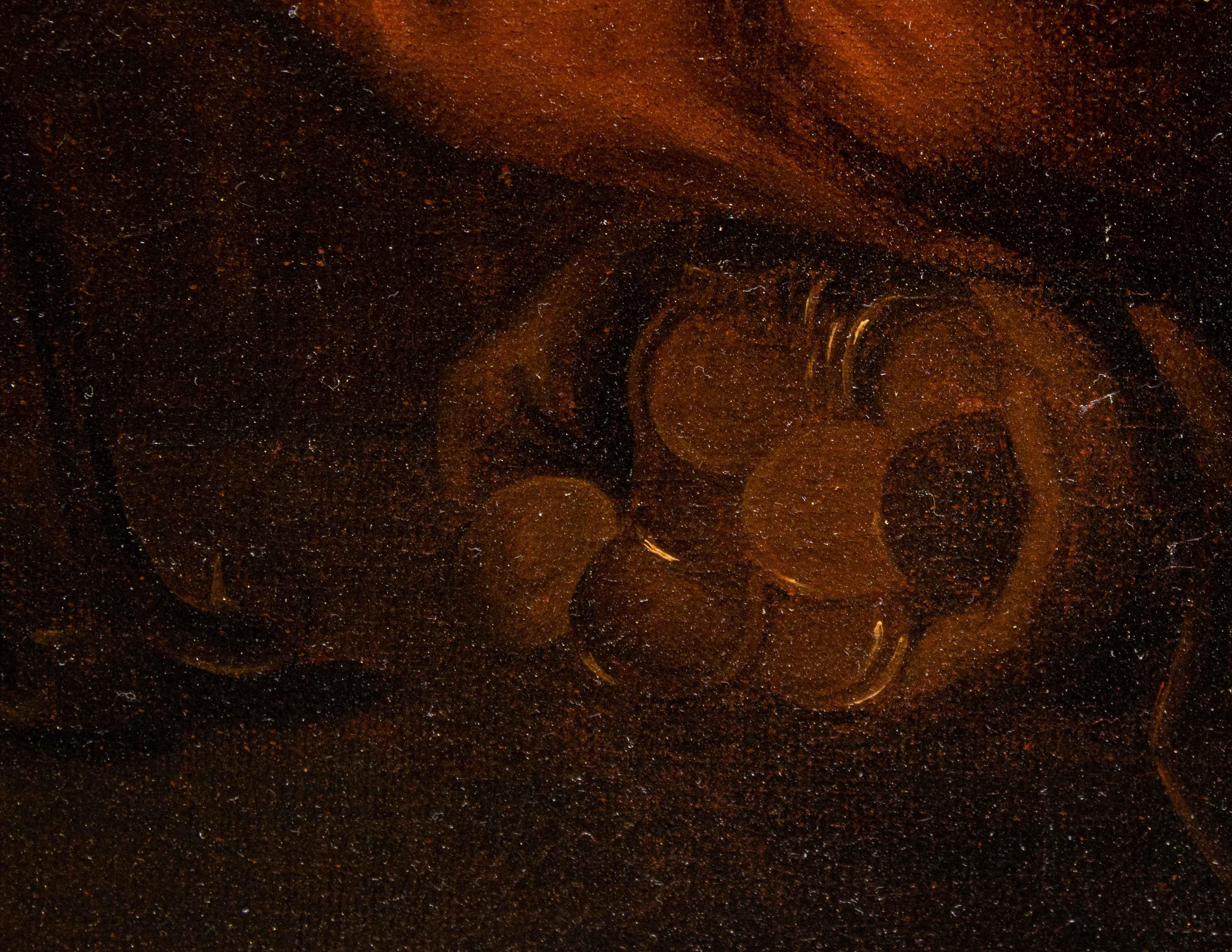 18th Century and Earlier 17th Century Old Woman with Candle Painting Attr. to Matthias Stom Oil on Canvas