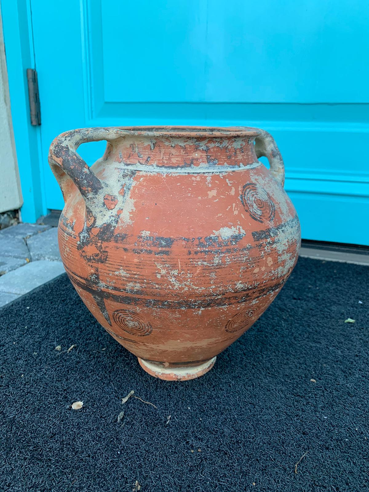 17th Century or Earlier Cypriot Phoenician Terracotta Jar with Bull's Eyes 10