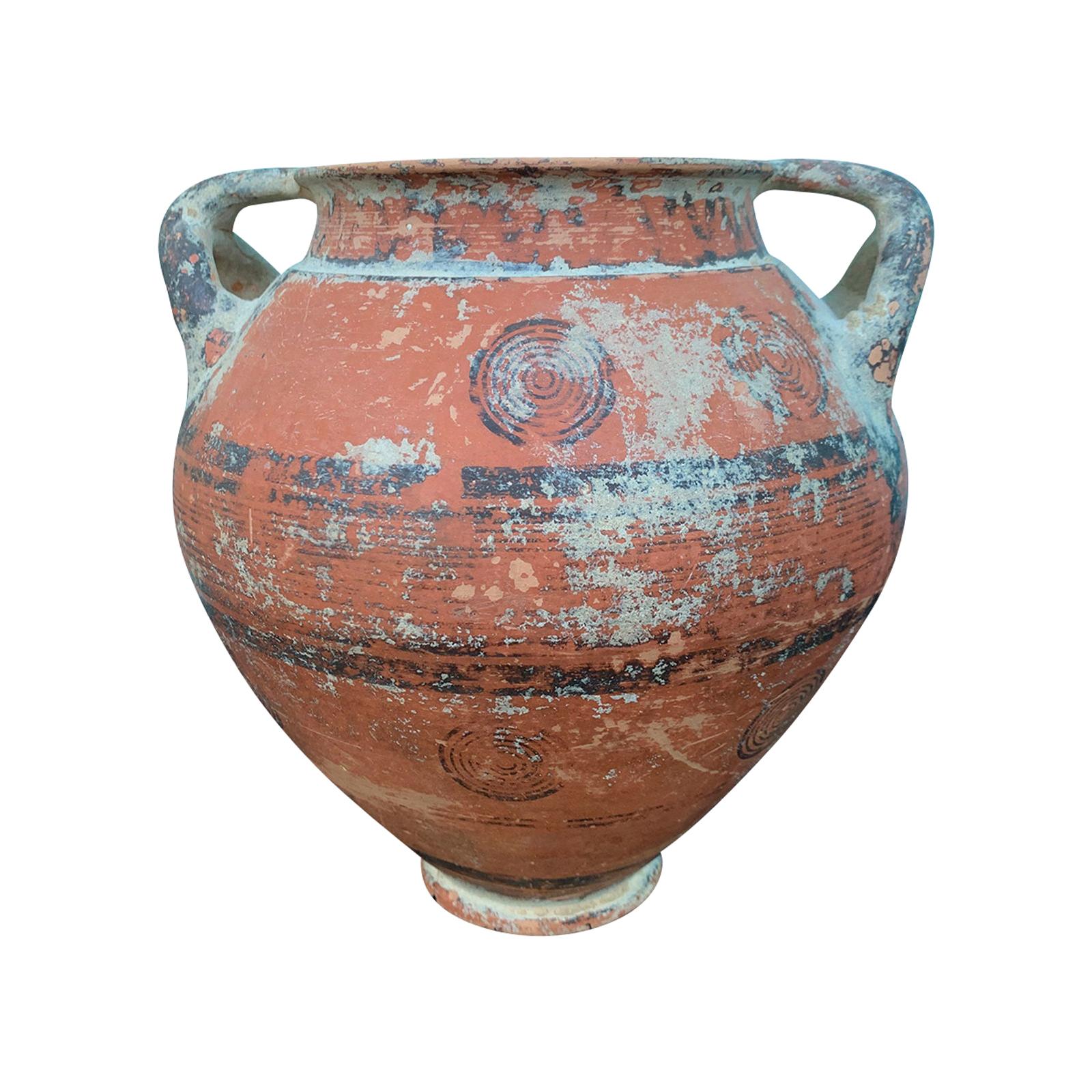 17th Century or Earlier Cypriot Phoenician Terracotta Jar with Bull's Eyes