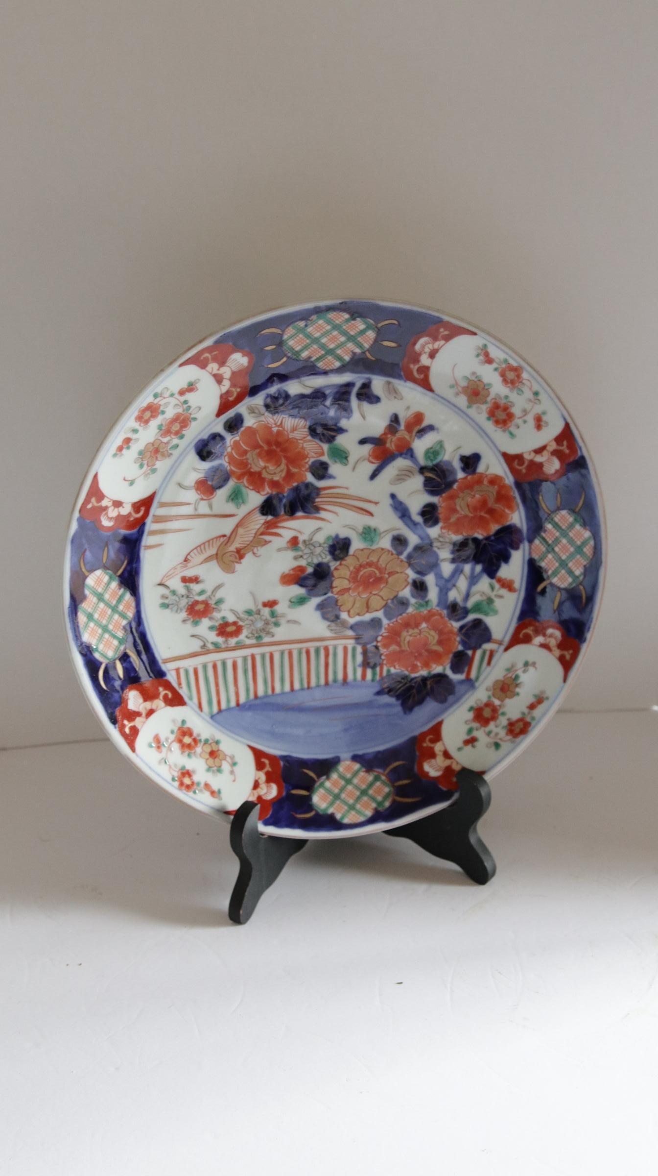 Hand-Painted 17th Century Orange Blue White Japanese Arita Ware Charger Plate For Sale