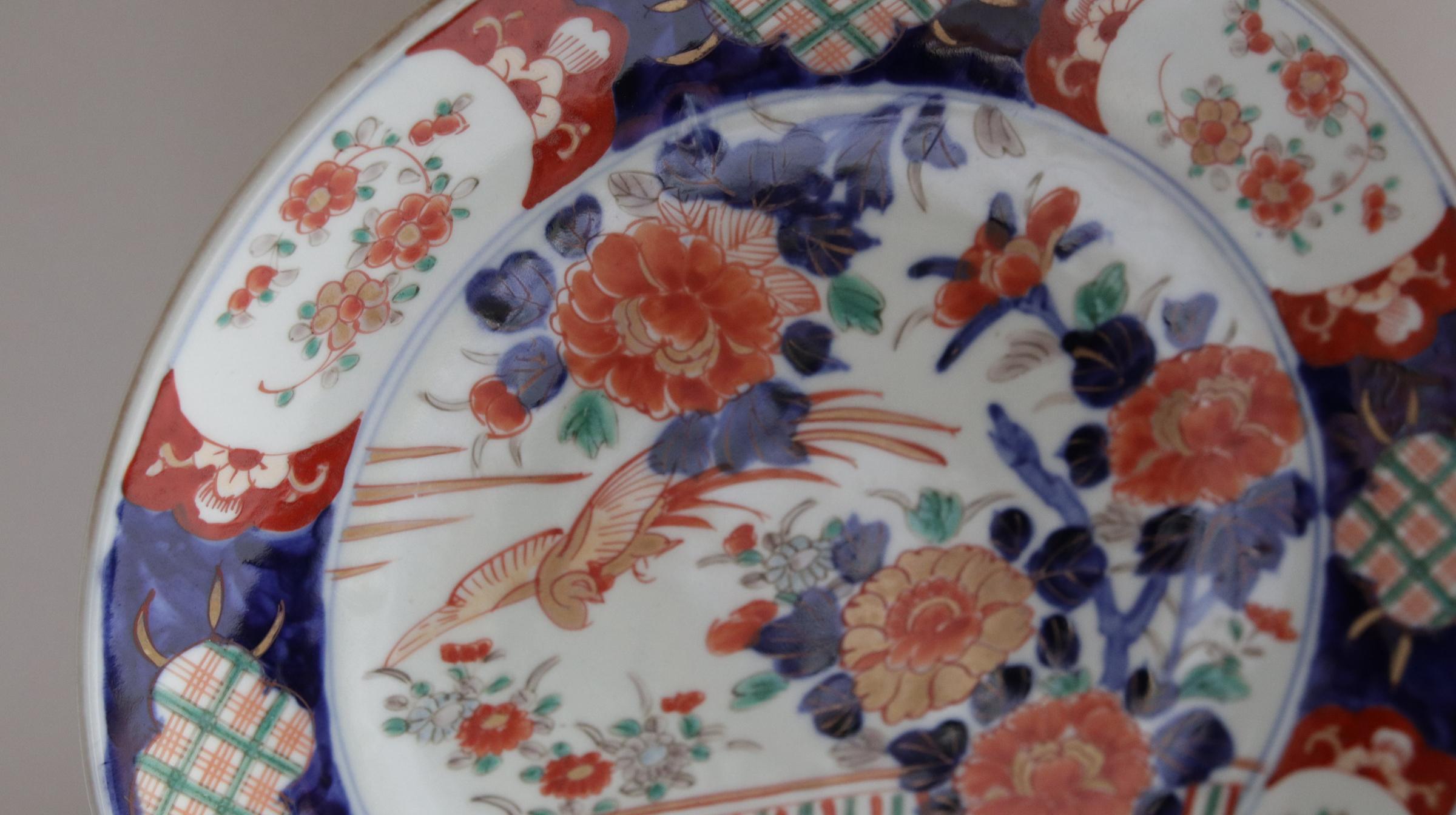 Porcelain 17th Century Orange Blue White Japanese Arita Ware Charger Plate For Sale
