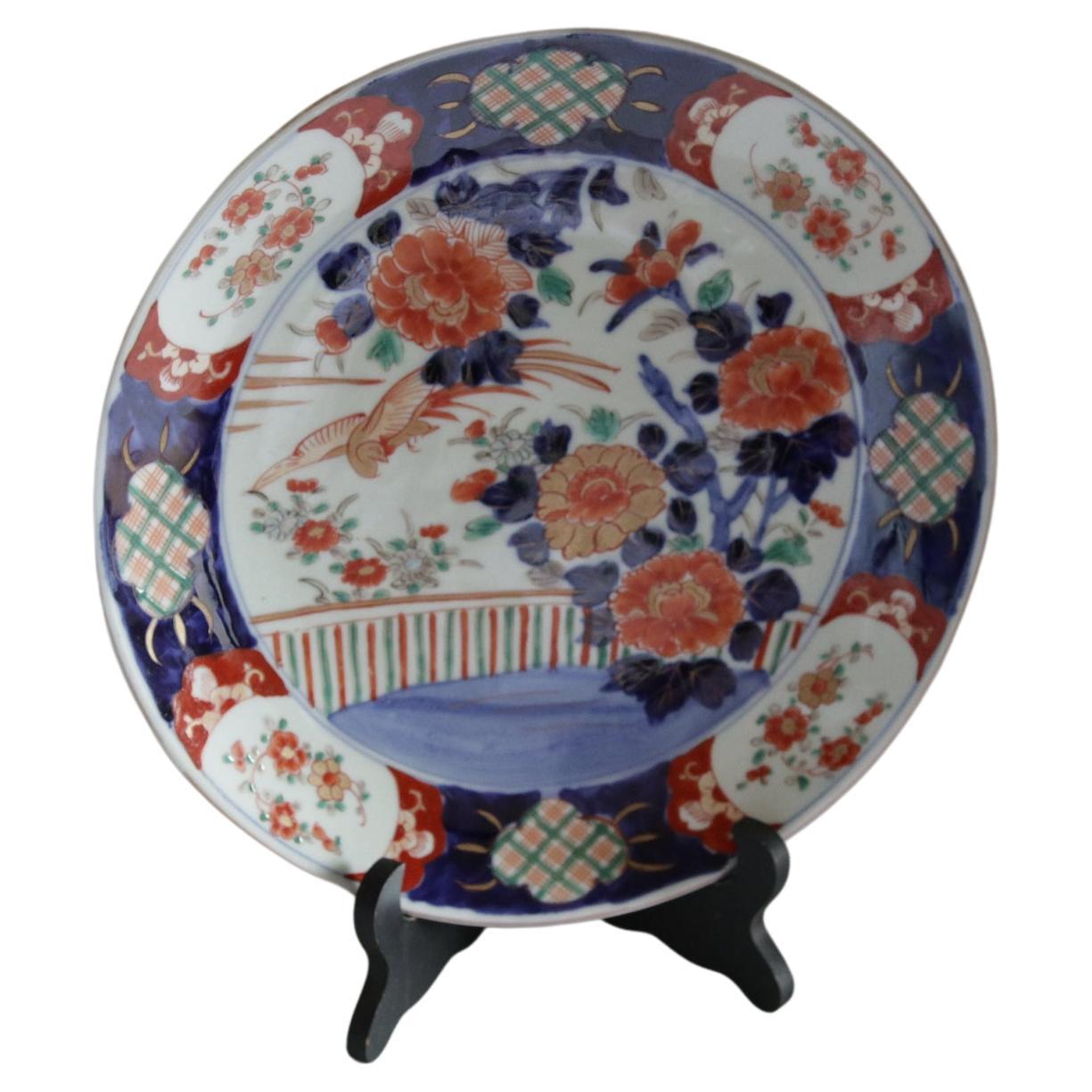 17th Century Orange Blue White Japanese Arita Ware Charger Plate For Sale