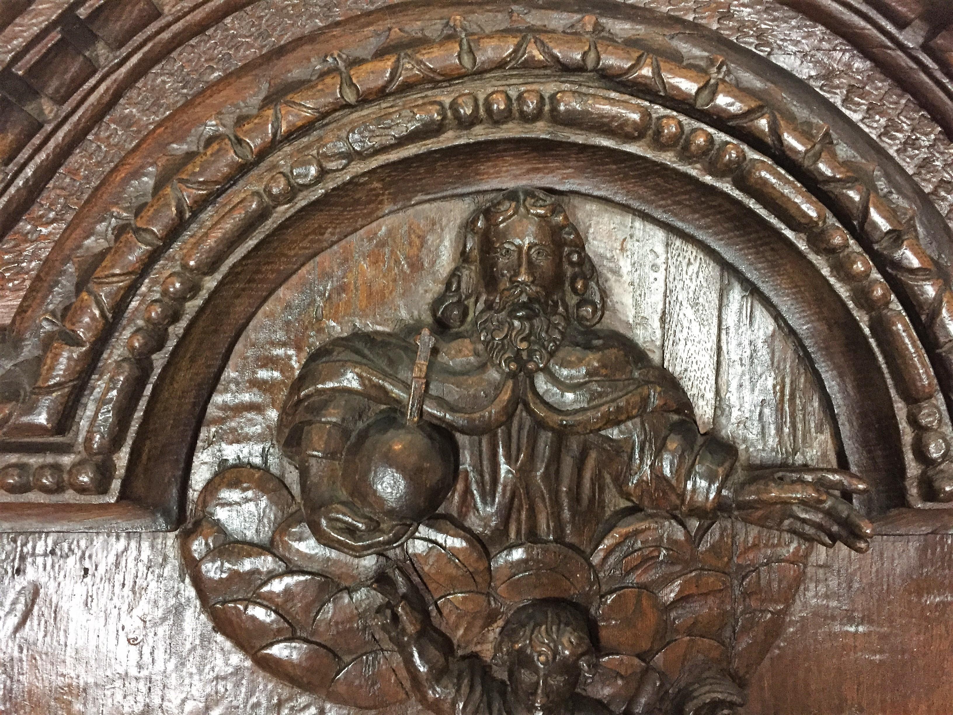French 17th Century Oratory in Chestnut with a Representation of the Holy Family