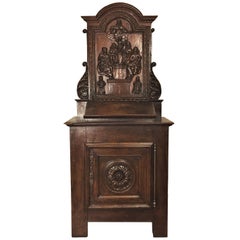 17th Century Oratory in Chestnut with a Representation of the Holy Family