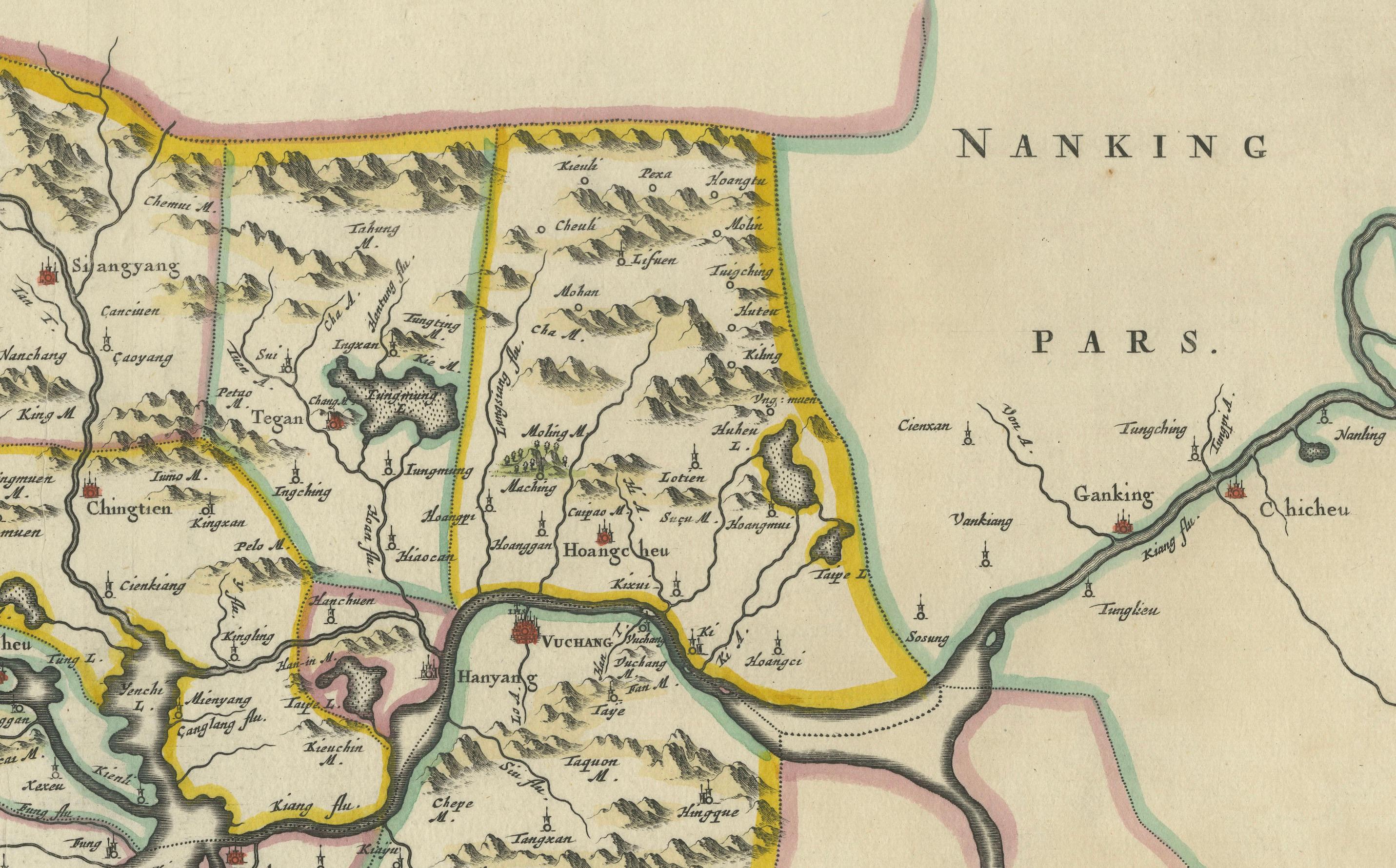Titel: Antike Karte der Provinzen Hunan und Hubei, China, aus dem 17. Jahrhundert - 