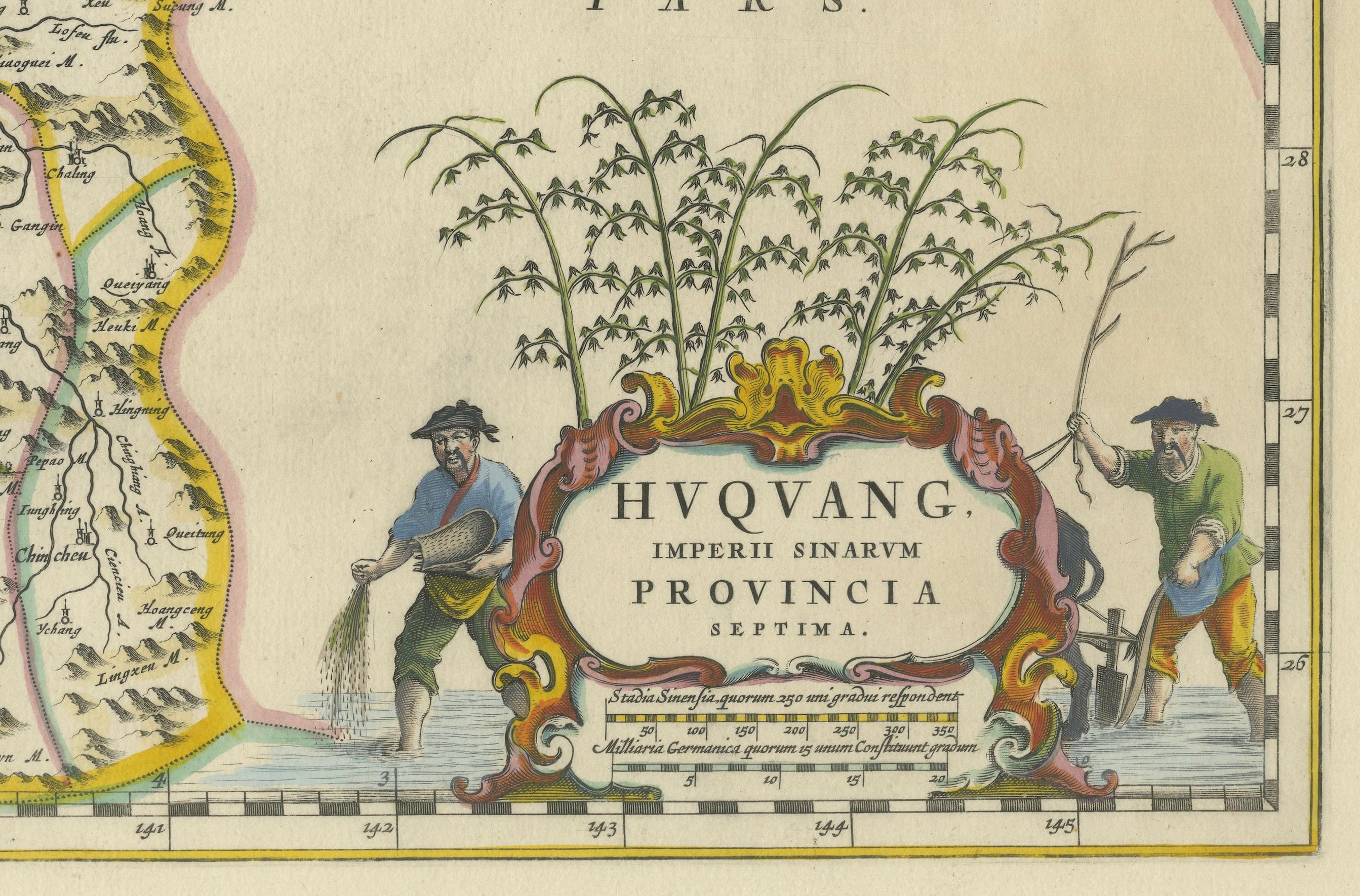 Antike Original-Landkarte der Provinzen Hunan und Hubei, China, aus dem 17. Jahrhundert - by Blaeu (Mitte 17. Jahrhundert) im Angebot