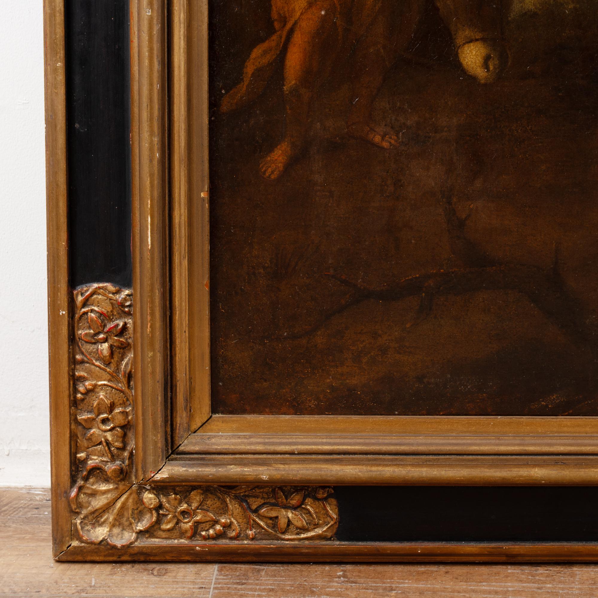 17th Century Original Oil on Canvas Painting of The Flight Into Egypt For Sale 6