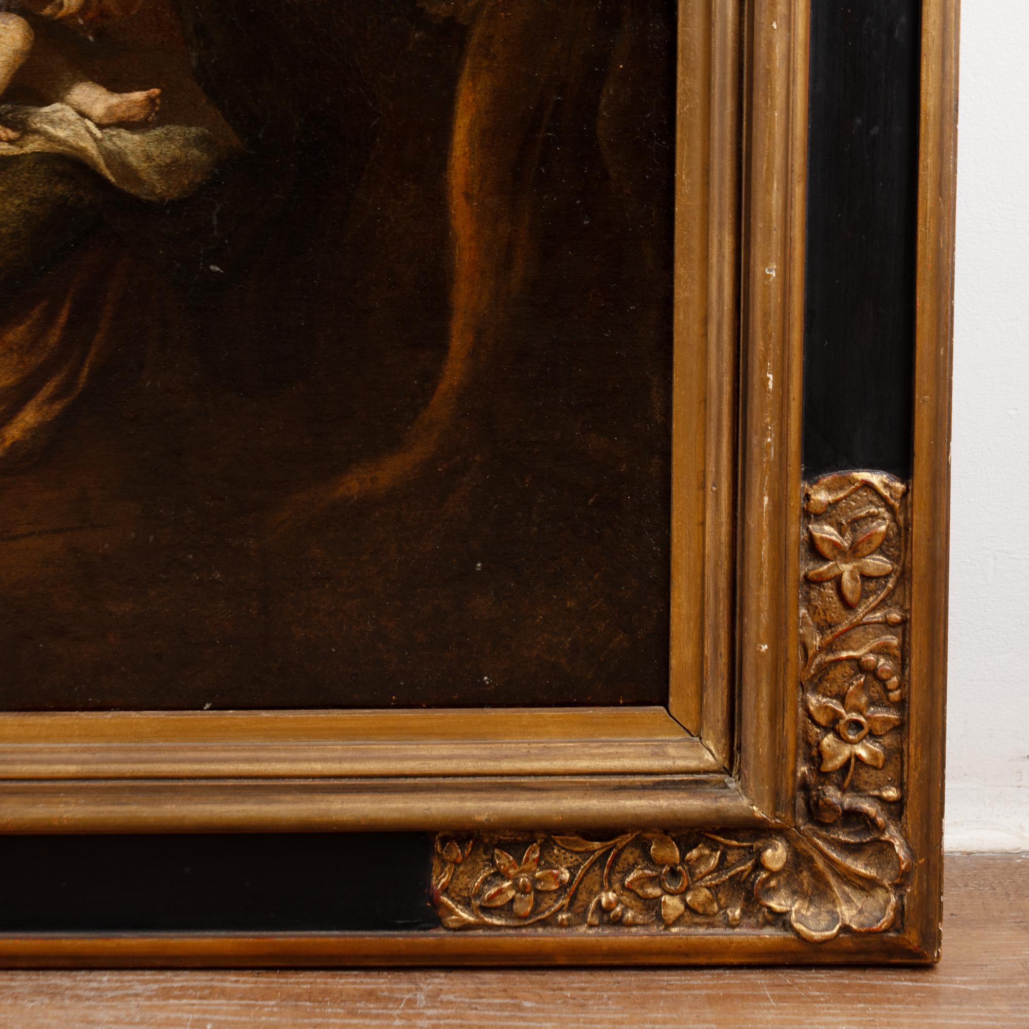 17th Century Original Oil on Canvas Painting of The Flight Into Egypt For Sale 7