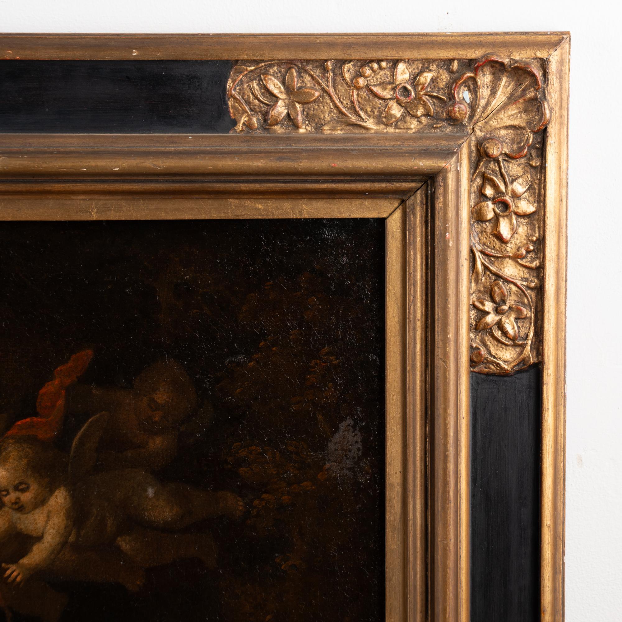 17th Century Original Oil on Canvas Painting of The Flight Into Egypt For Sale 8