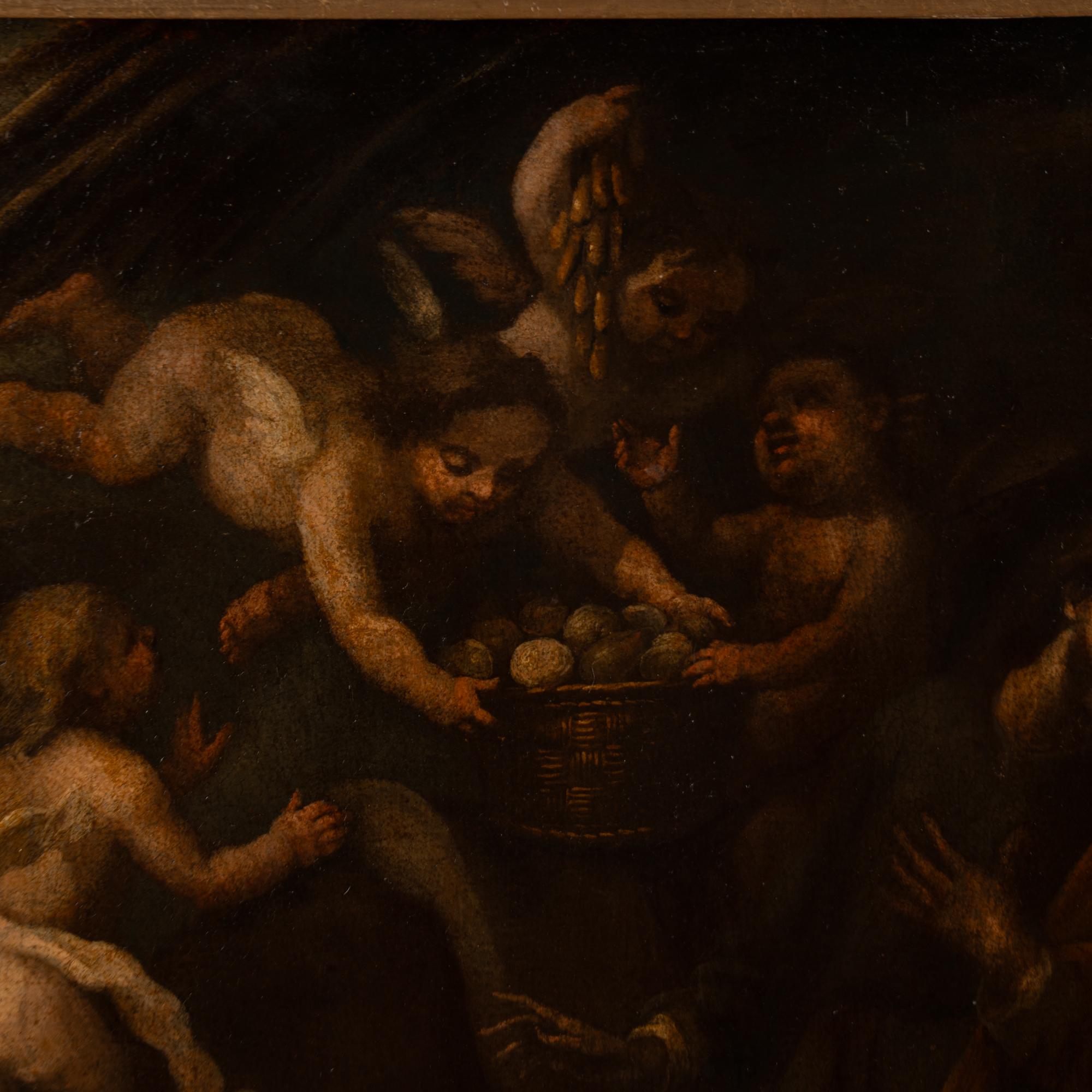 17th Century Original Oil on Canvas Painting of The Flight Into Egypt In Fair Condition For Sale In Round Top, TX
