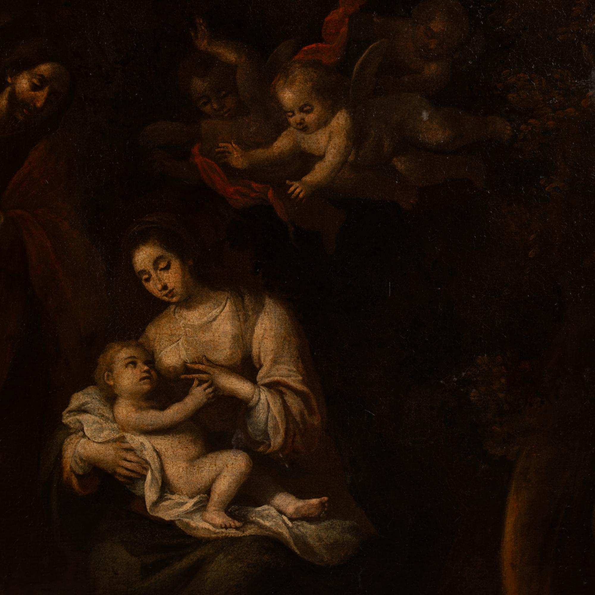 17th Century Original Oil on Canvas Painting of The Flight Into Egypt For Sale 1
