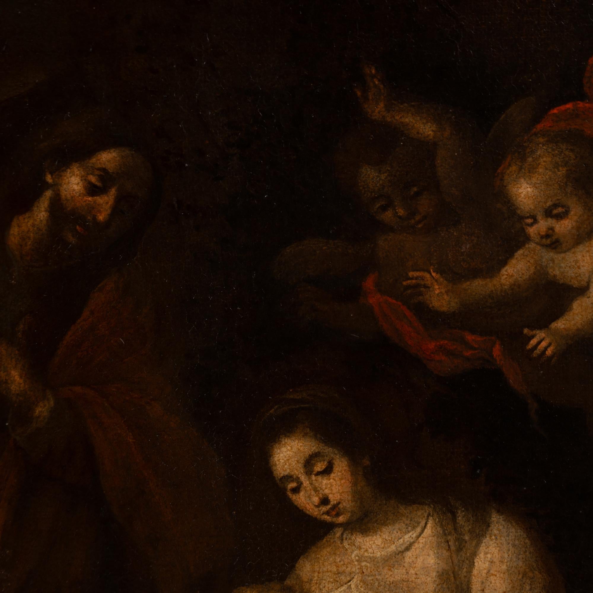 17th Century Original Oil on Canvas Painting of The Flight Into Egypt For Sale 2