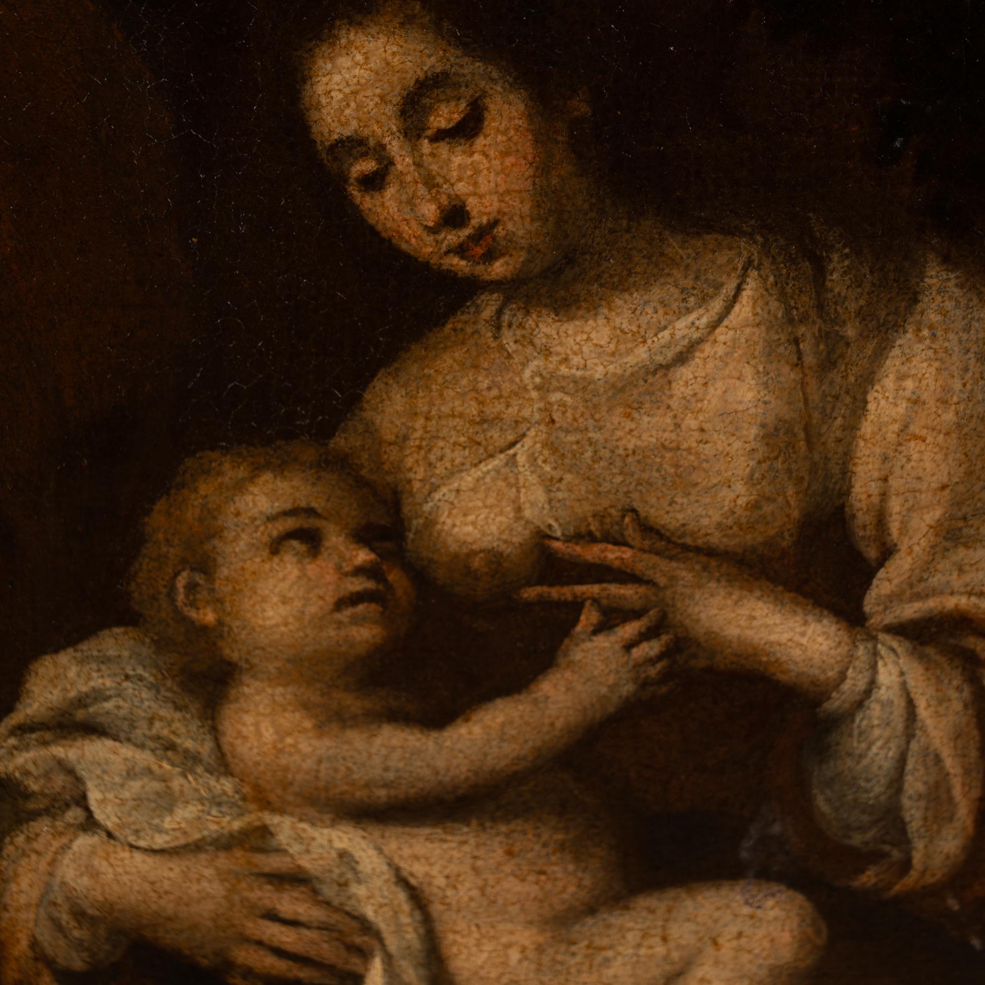 17th Century Original Oil on Canvas Painting of The Flight Into Egypt For Sale 3
