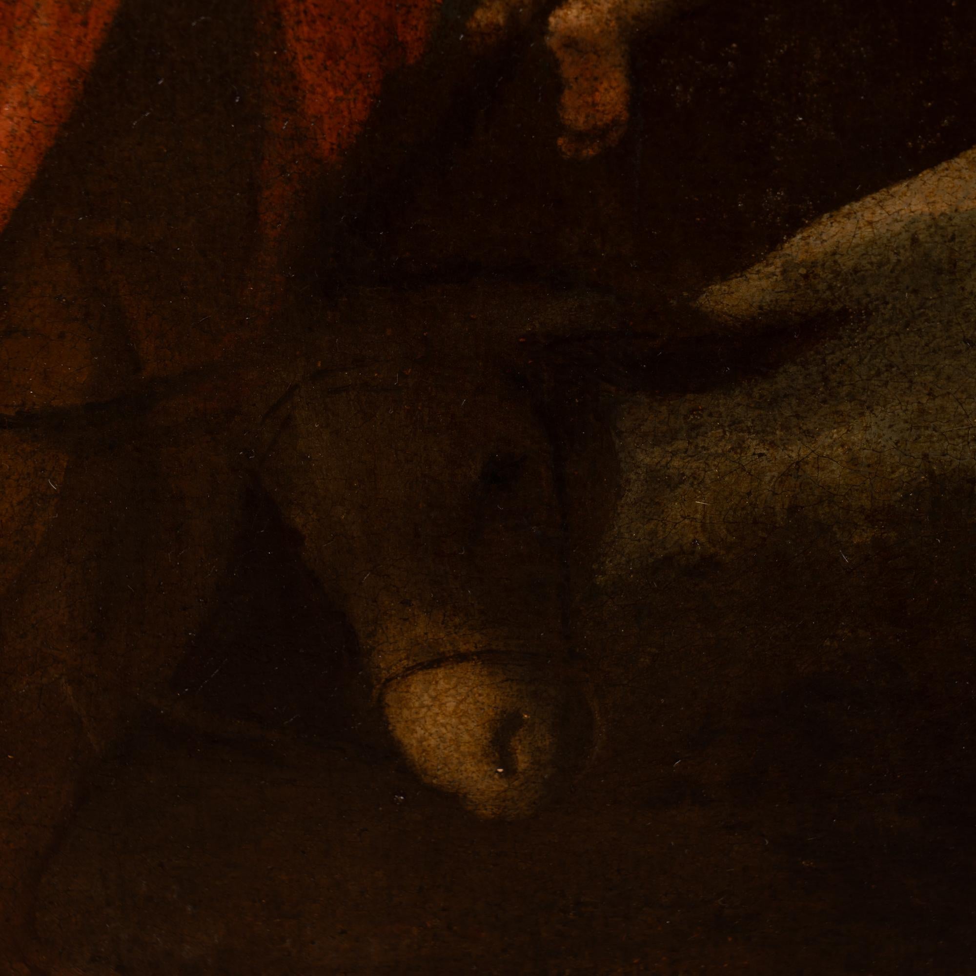 17th Century Original Oil on Canvas Painting of The Flight Into Egypt For Sale 4