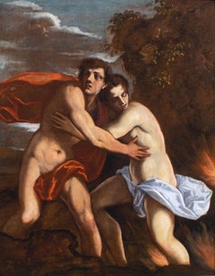 17th Century Orpheus and Eurydice Mithological Painting Pietro Della Vecchia Oil