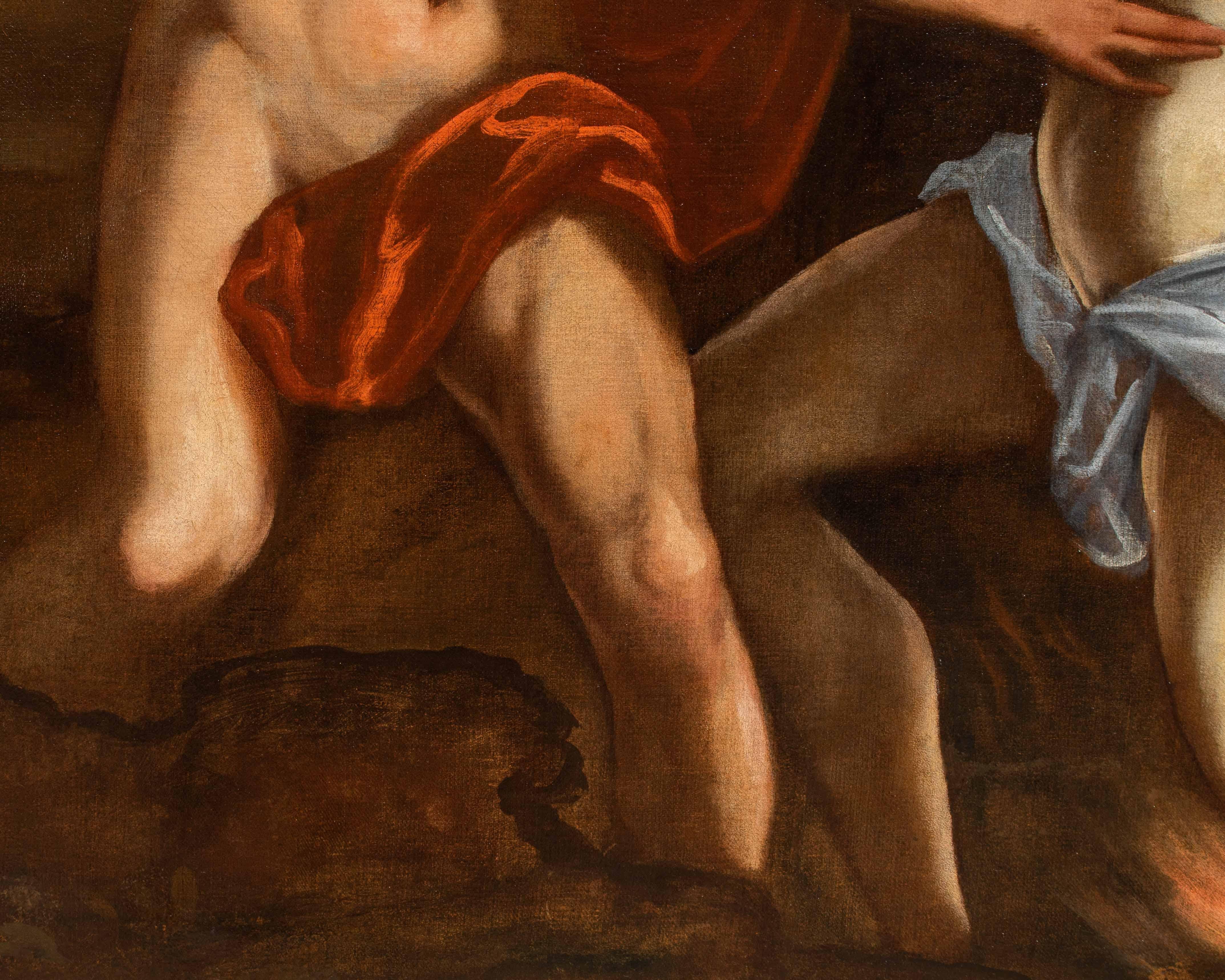 17th Century Orpheus and Eurydice Mithological Painting Pietro Della Vecchia Oil 2