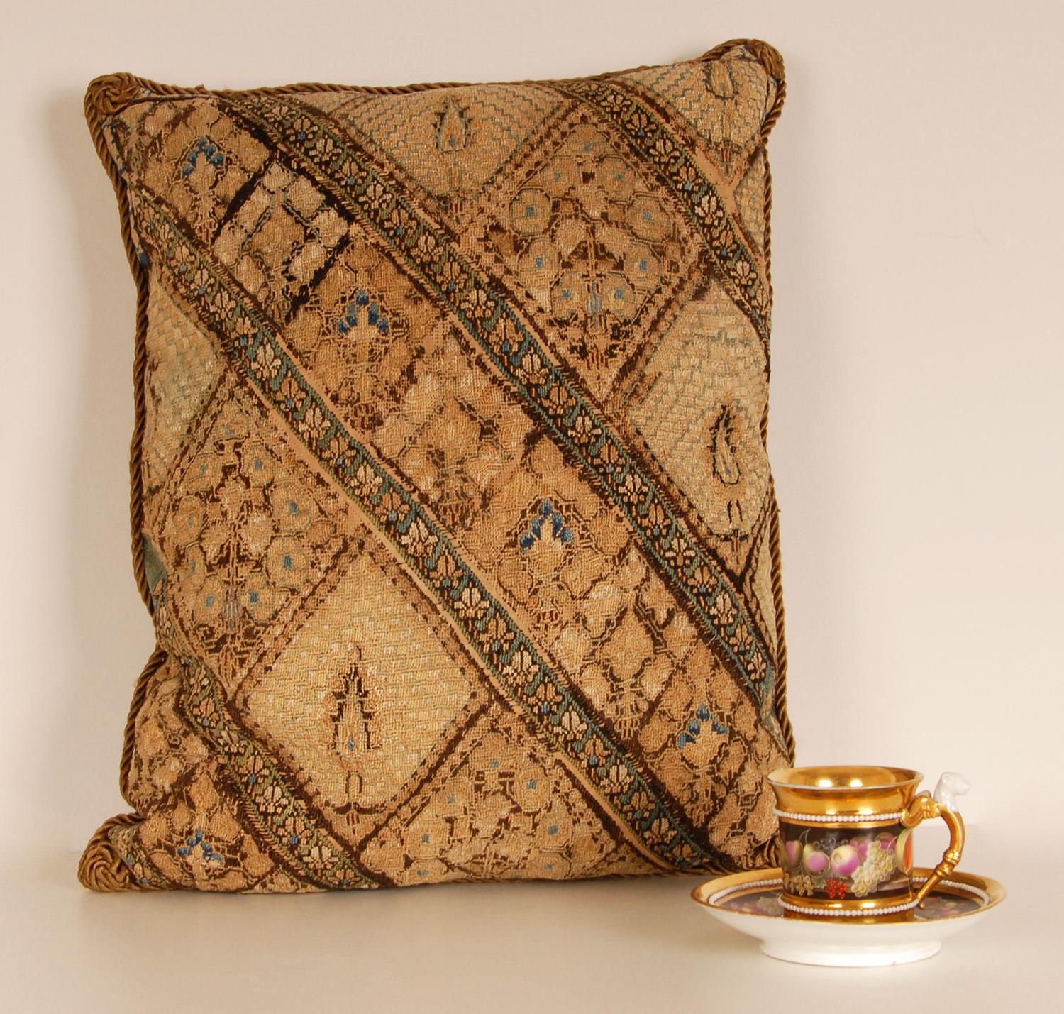 17th Century Ottoman Pillow Silk Embroidered Cushion Textile Islamic Art For Sale 4