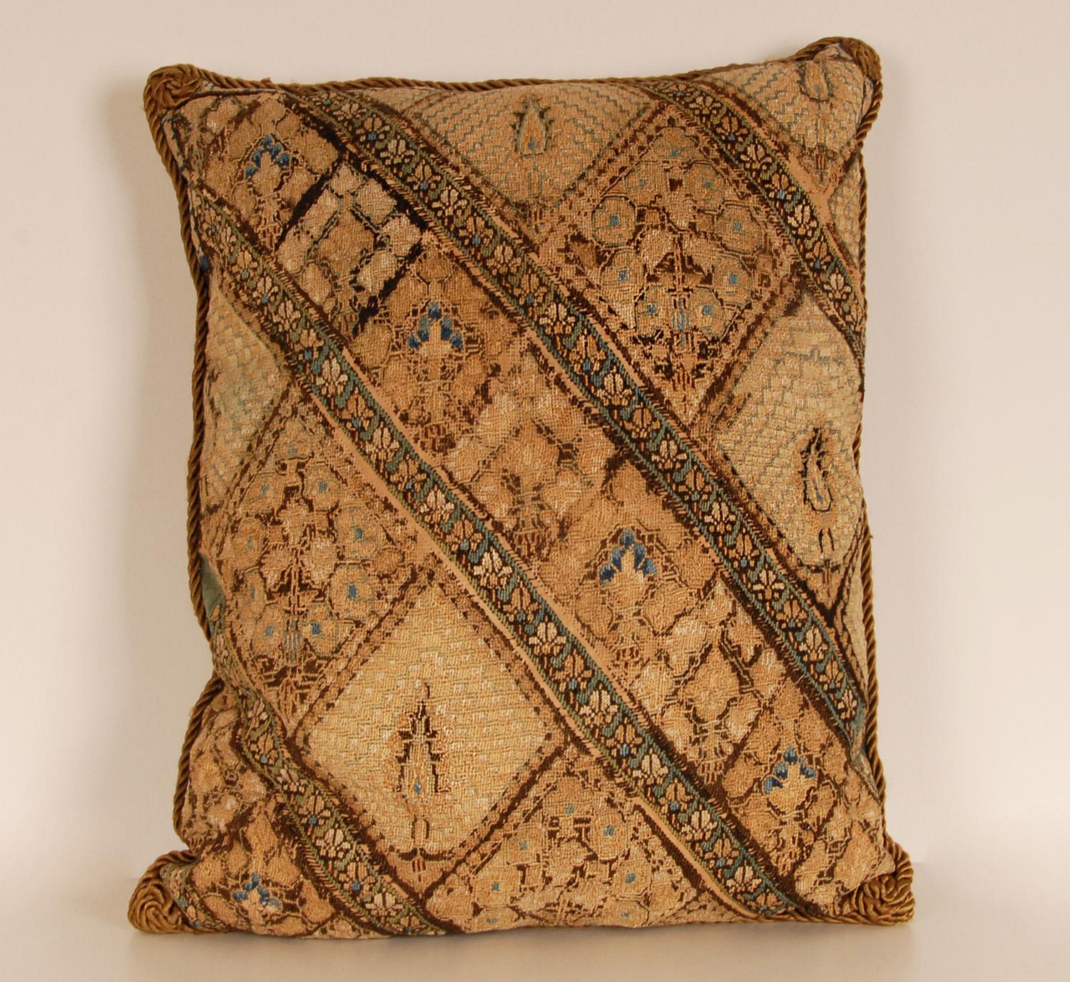 17th Century Ottoman Pillow Silk Embroidered Cushion Textile Islamic Art For Sale 5