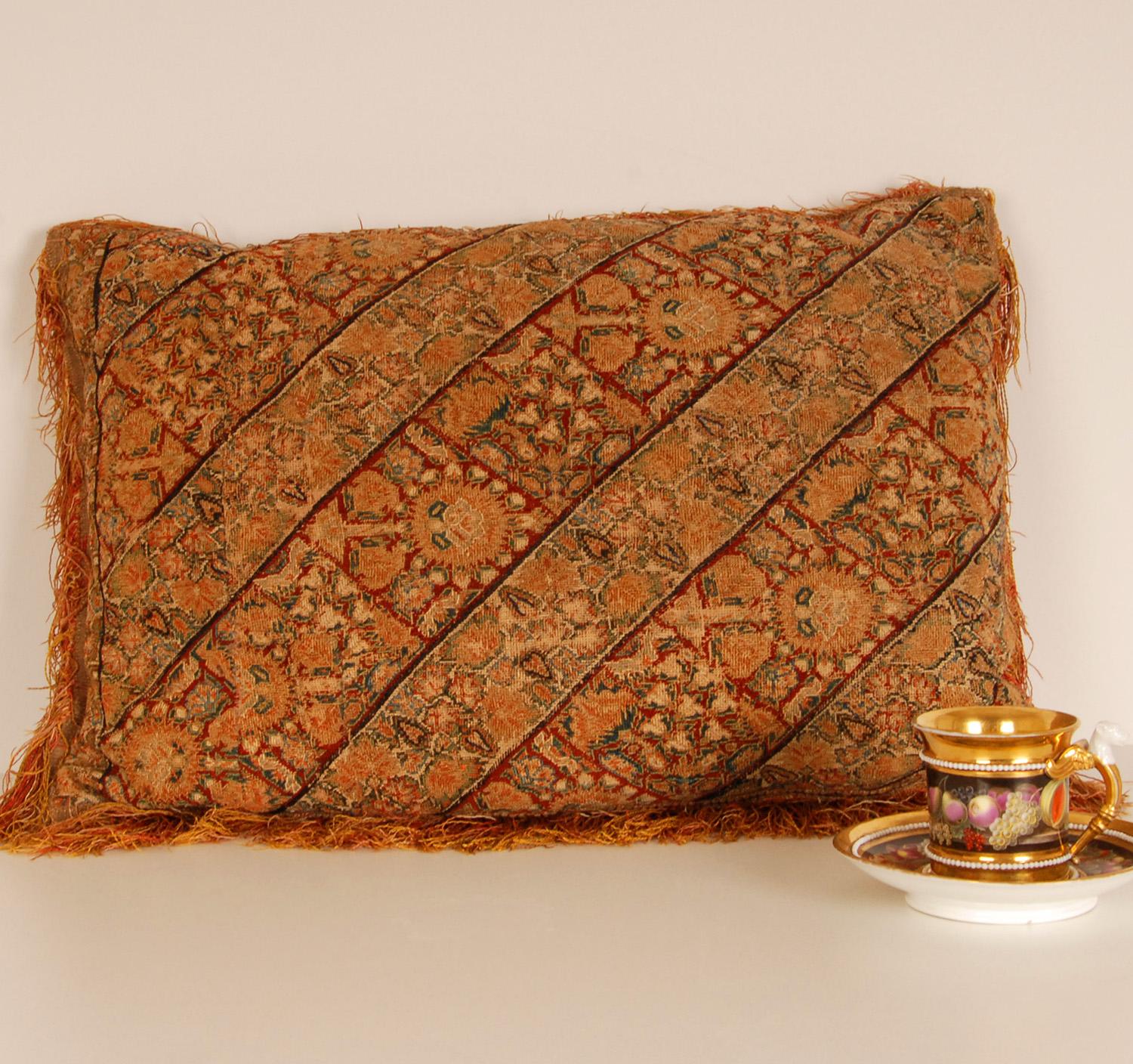 Turkish 17th Century Ottoman Pillow Silk Embroidered Cushion Textile Islamic Art For Sale