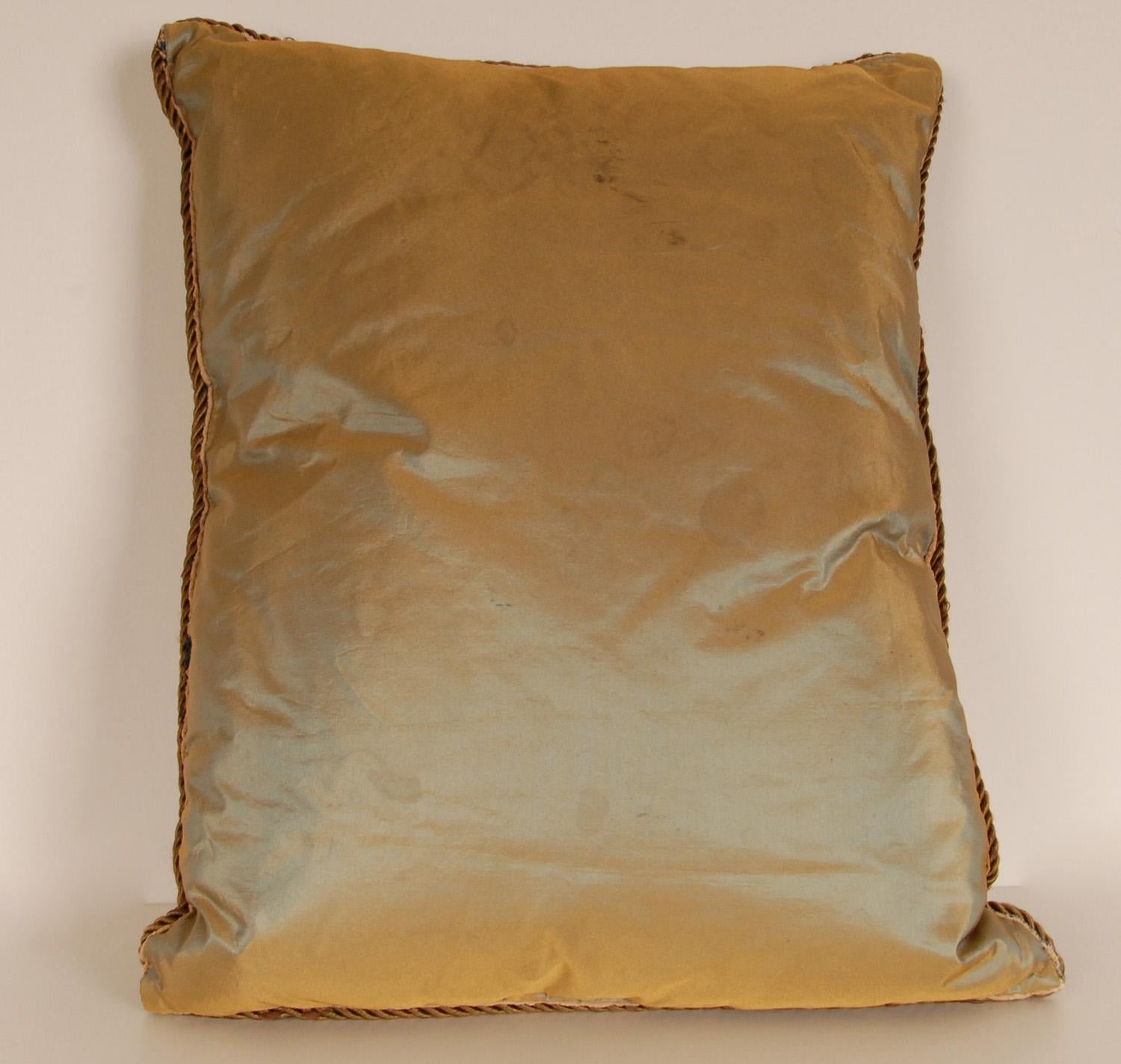 Turkish 17th Century Ottoman Pillow Silk Embroidered Cushion Textile Islamic Art For Sale