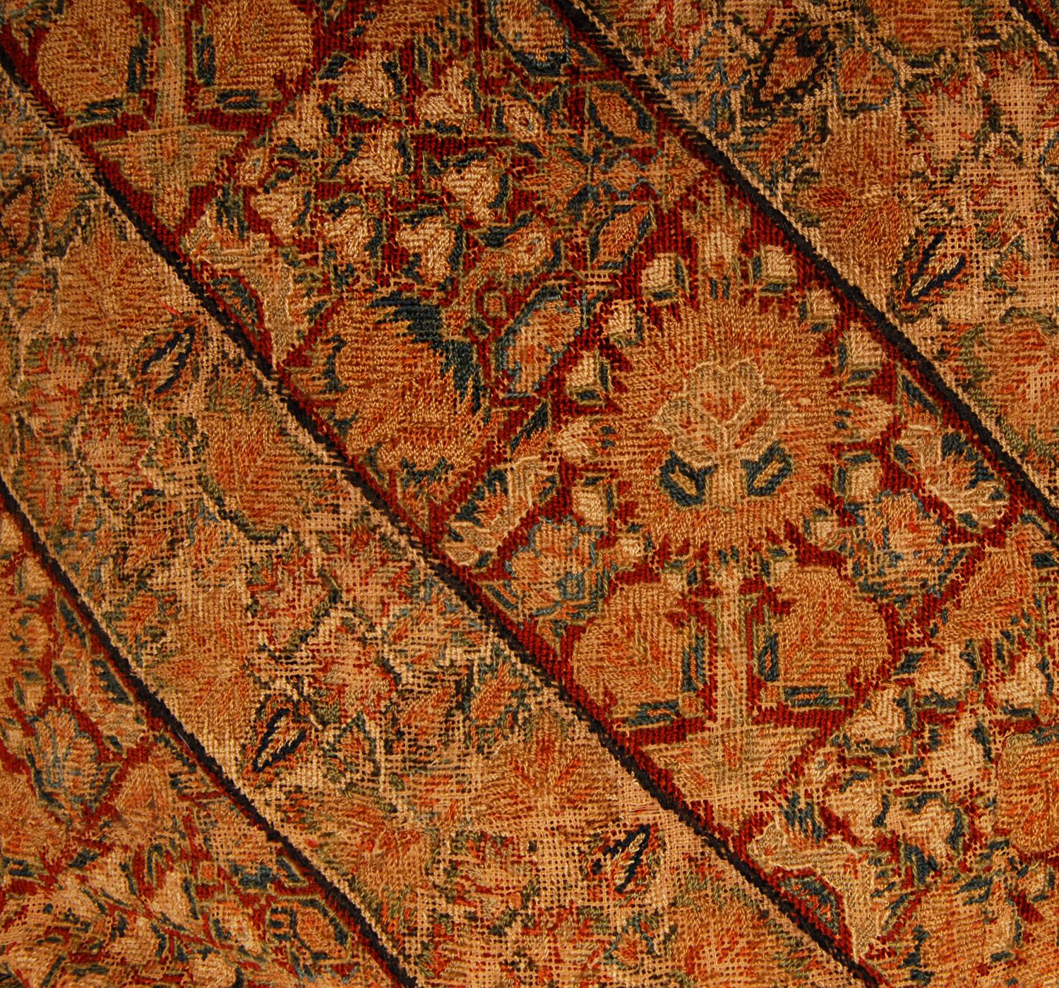 Hand-Crafted 17th Century Ottoman Pillow Silk Embroidered Cushion Textile Islamic Art For Sale