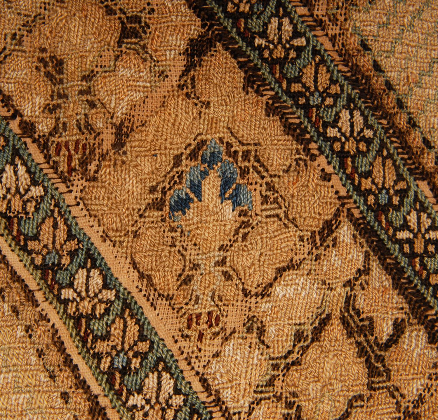 18th Century and Earlier 17th Century Ottoman Pillow Silk Embroidered Cushion Textile Islamic Art For Sale