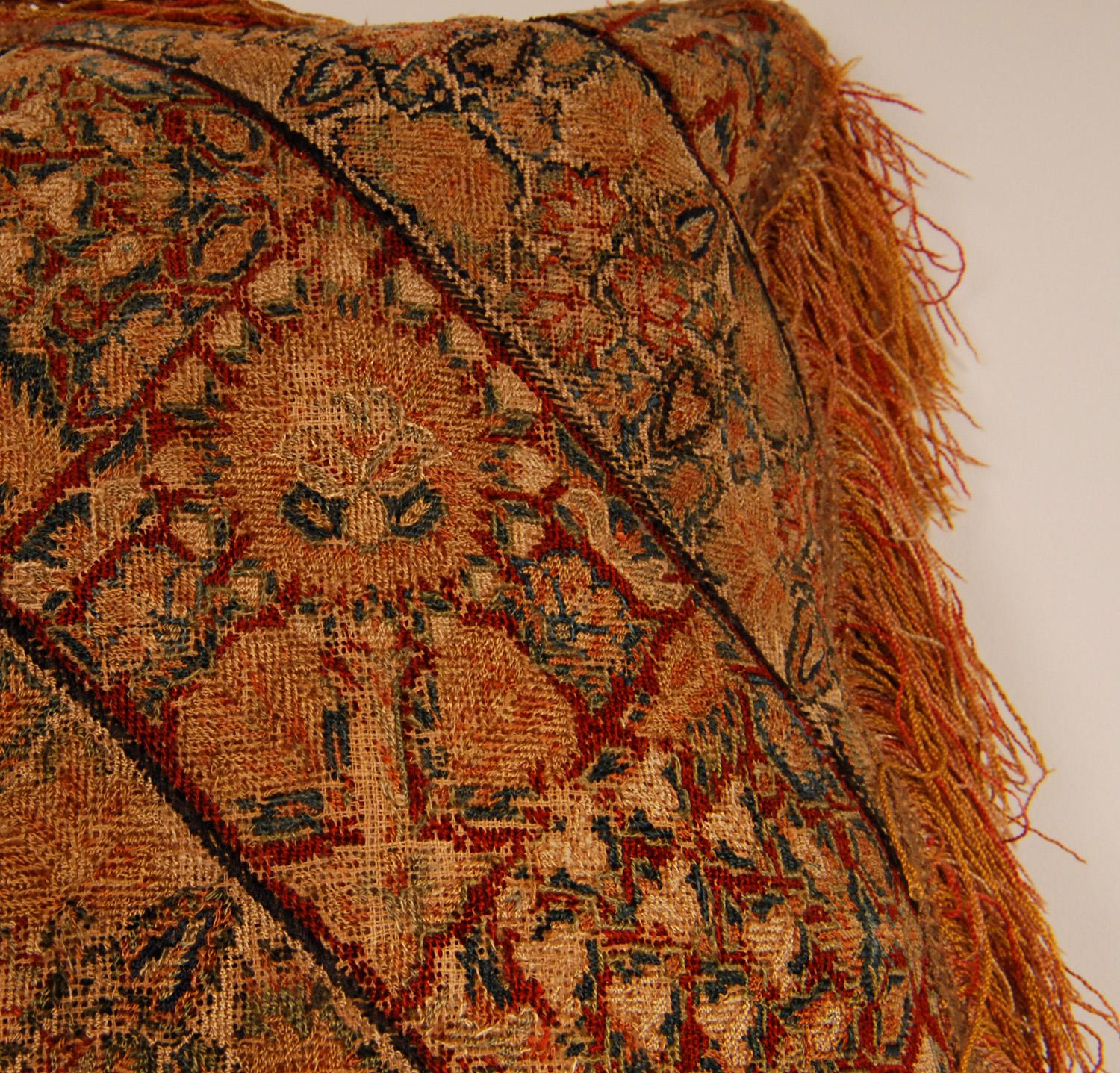 17th Century Ottoman Pillow Silk Embroidered Cushion Textile Islamic Art For Sale 2