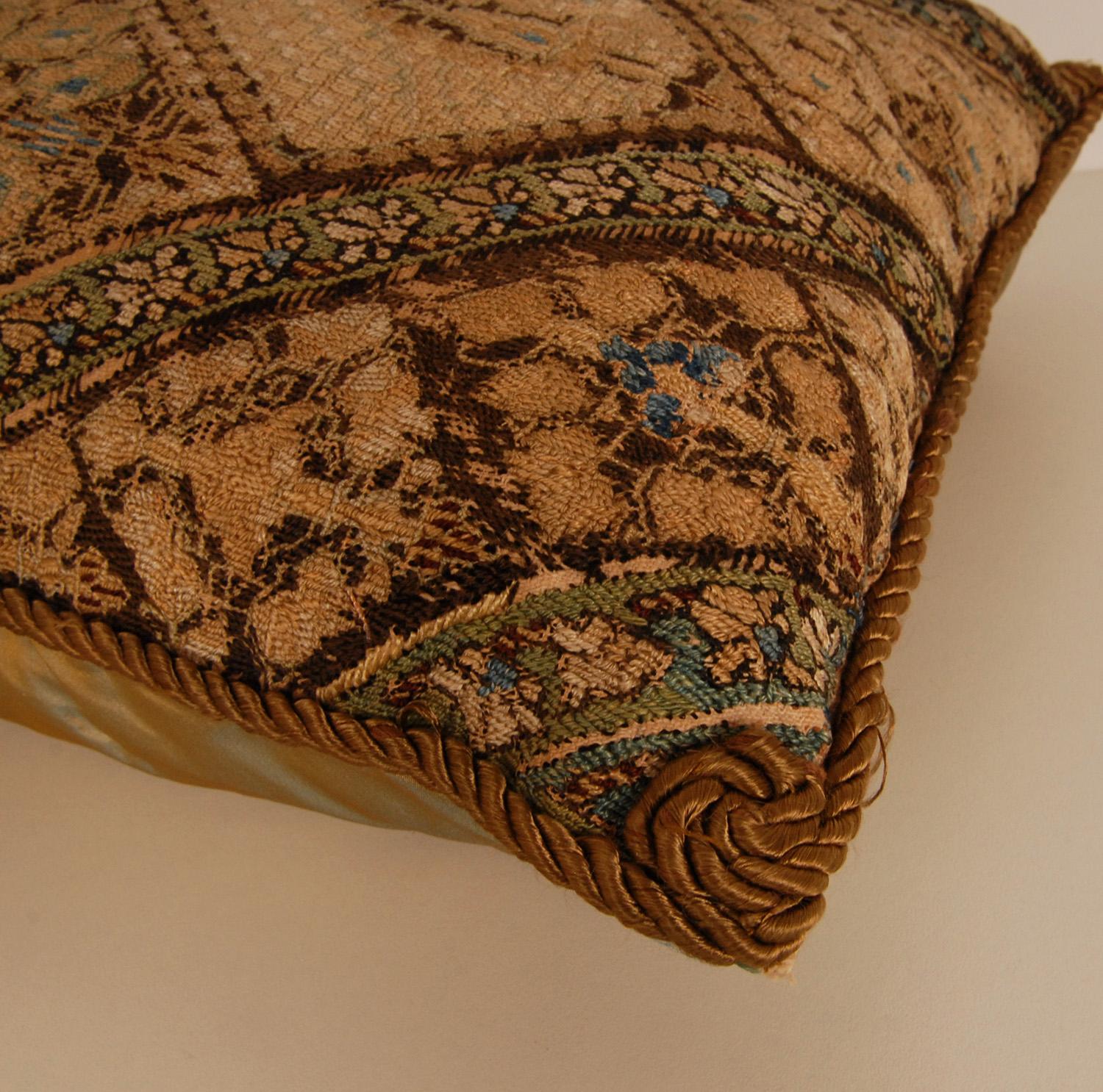 17th Century Ottoman Pillow Silk Embroidered Cushion Textile Islamic Art For Sale 3
