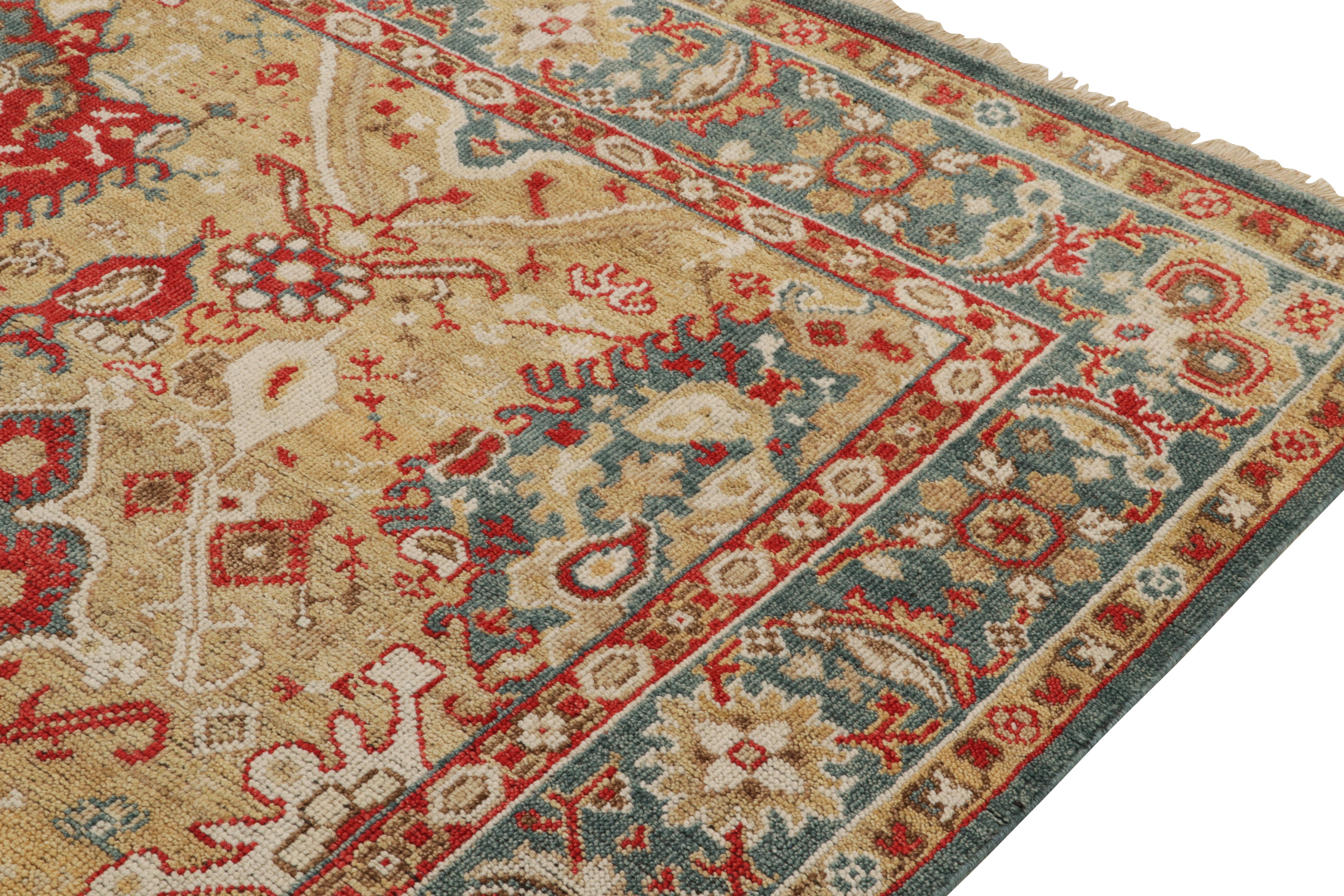 Rug & Kilim's 17th Century Oushak Style Rug in Brown, Blue and Red Florals In New Condition For Sale In Long Island City, NY