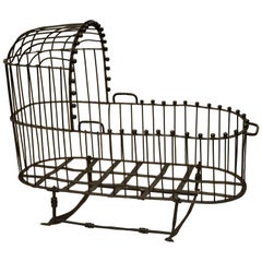 Antique 17th Century Outstanding Iron and Bronze Cradle from the North of Italy