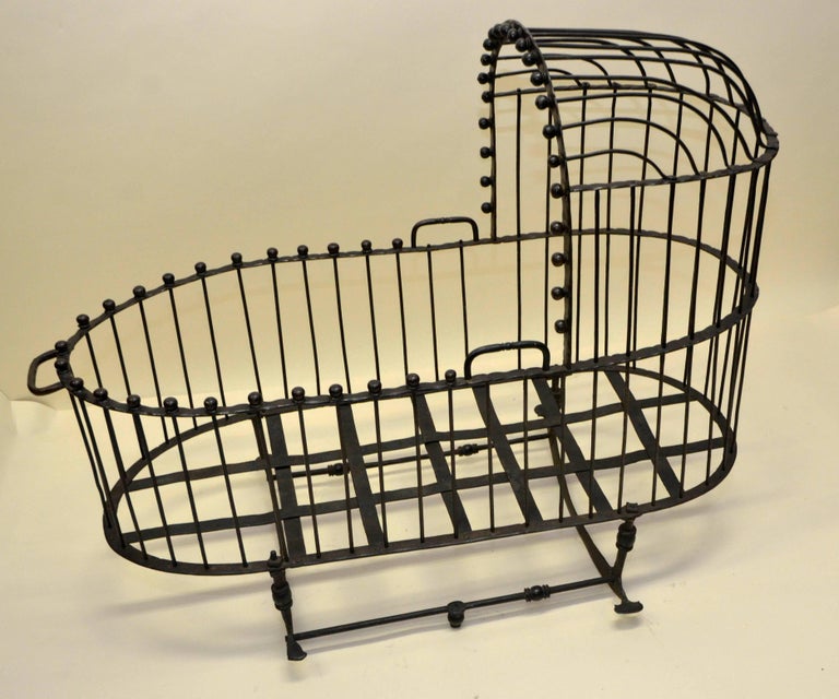 17th Century Outstanding Iron and Bronze Cradle from the North of Italy