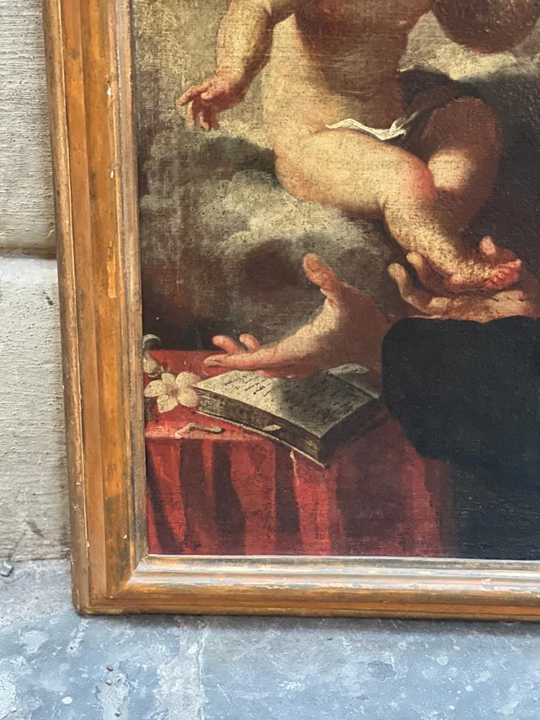 18th Century and Earlier 17th century painting depicting Saint Anthony of Padua For Sale