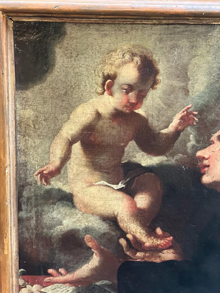Paint 17th century painting depicting Saint Anthony of Padua For Sale