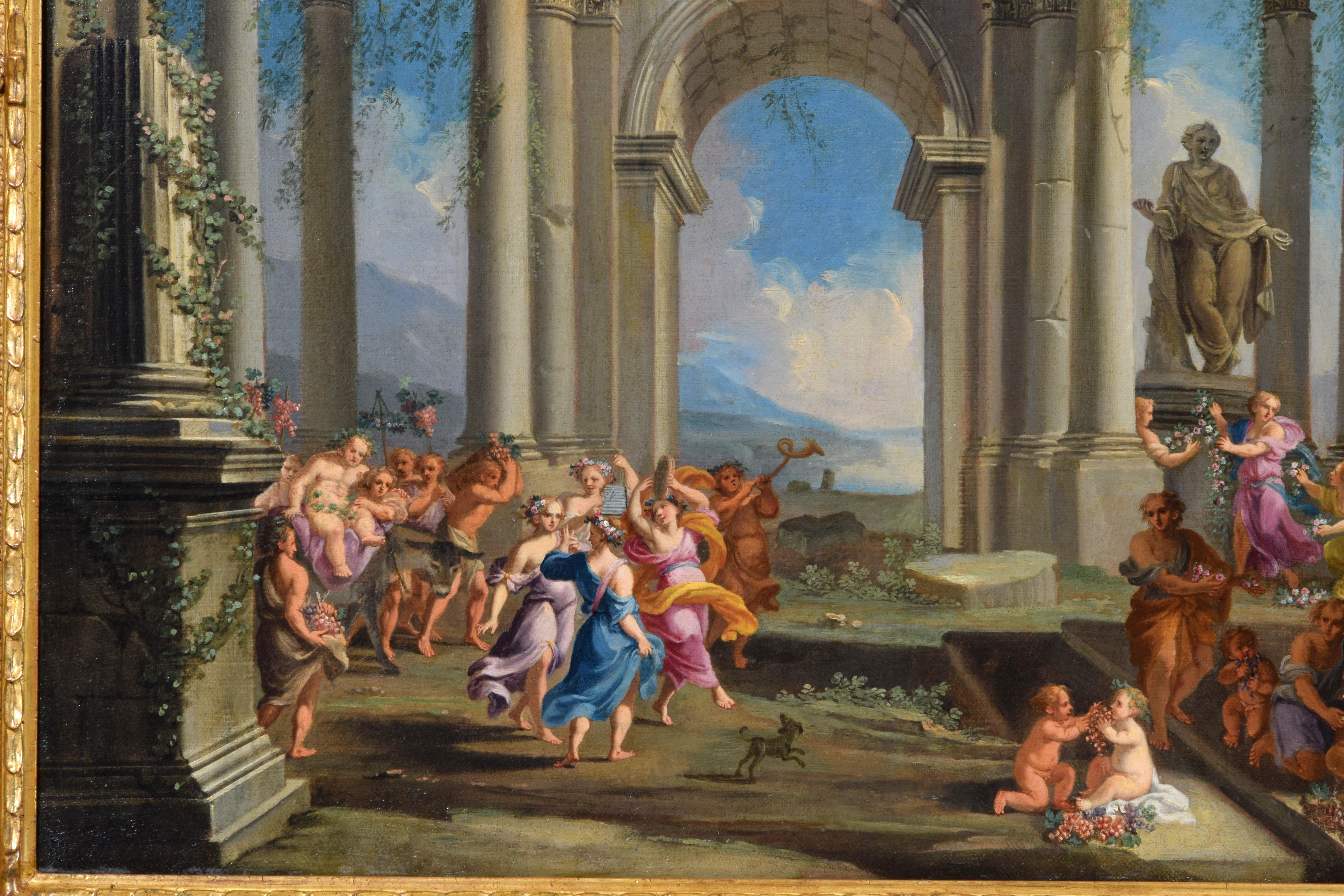 17° secolo, coppia di dipinti italiani Capriccio architettonico di Alberto Carlieri in vendita 4