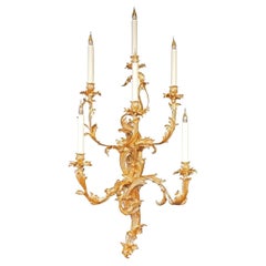 17th Century Pair of 6-Light Gilt Bronze Wall Lights Inspired by J.Caffieri