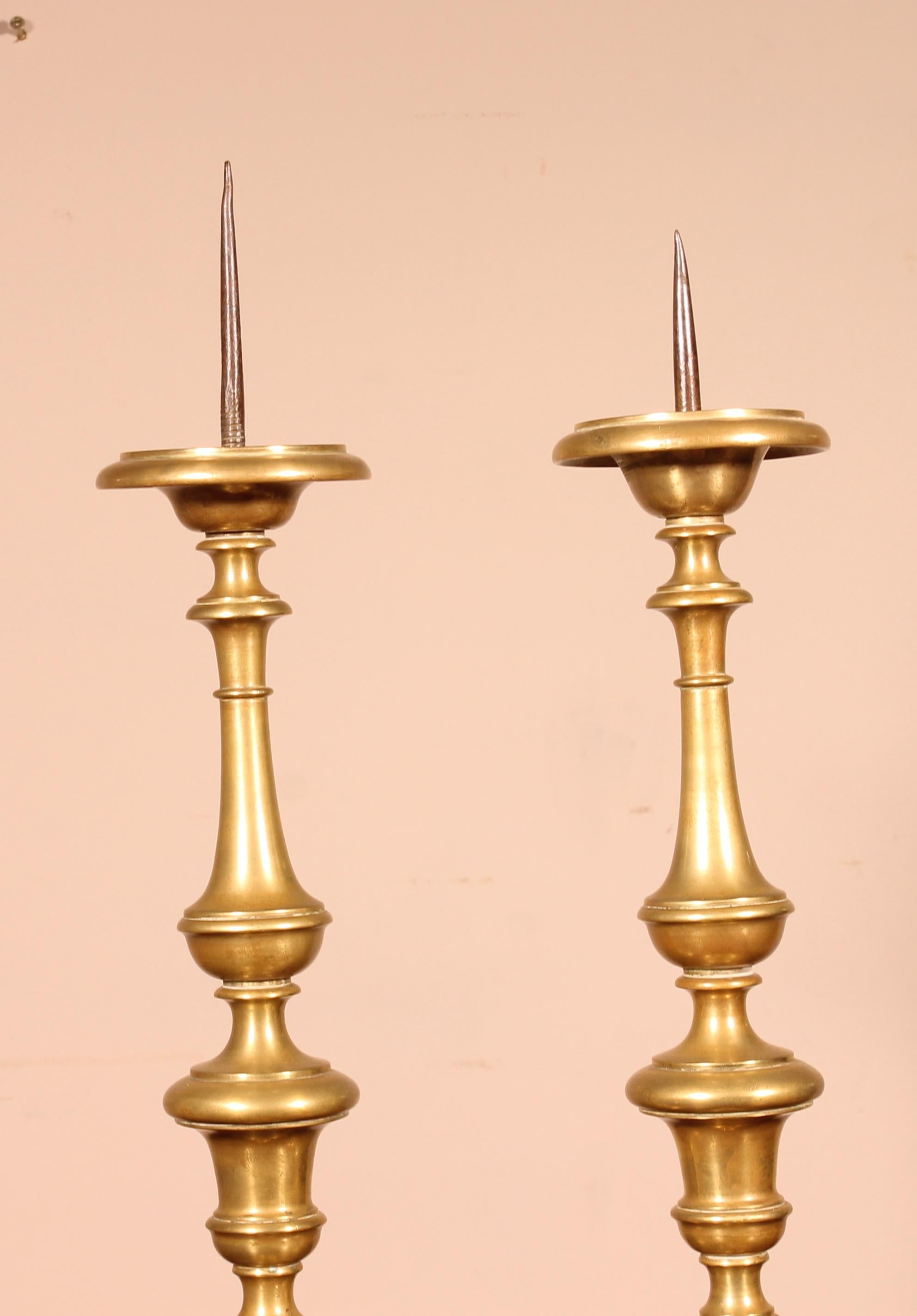 Louis XIII 17th Century Pair of Candlesticks, Italy For Sale