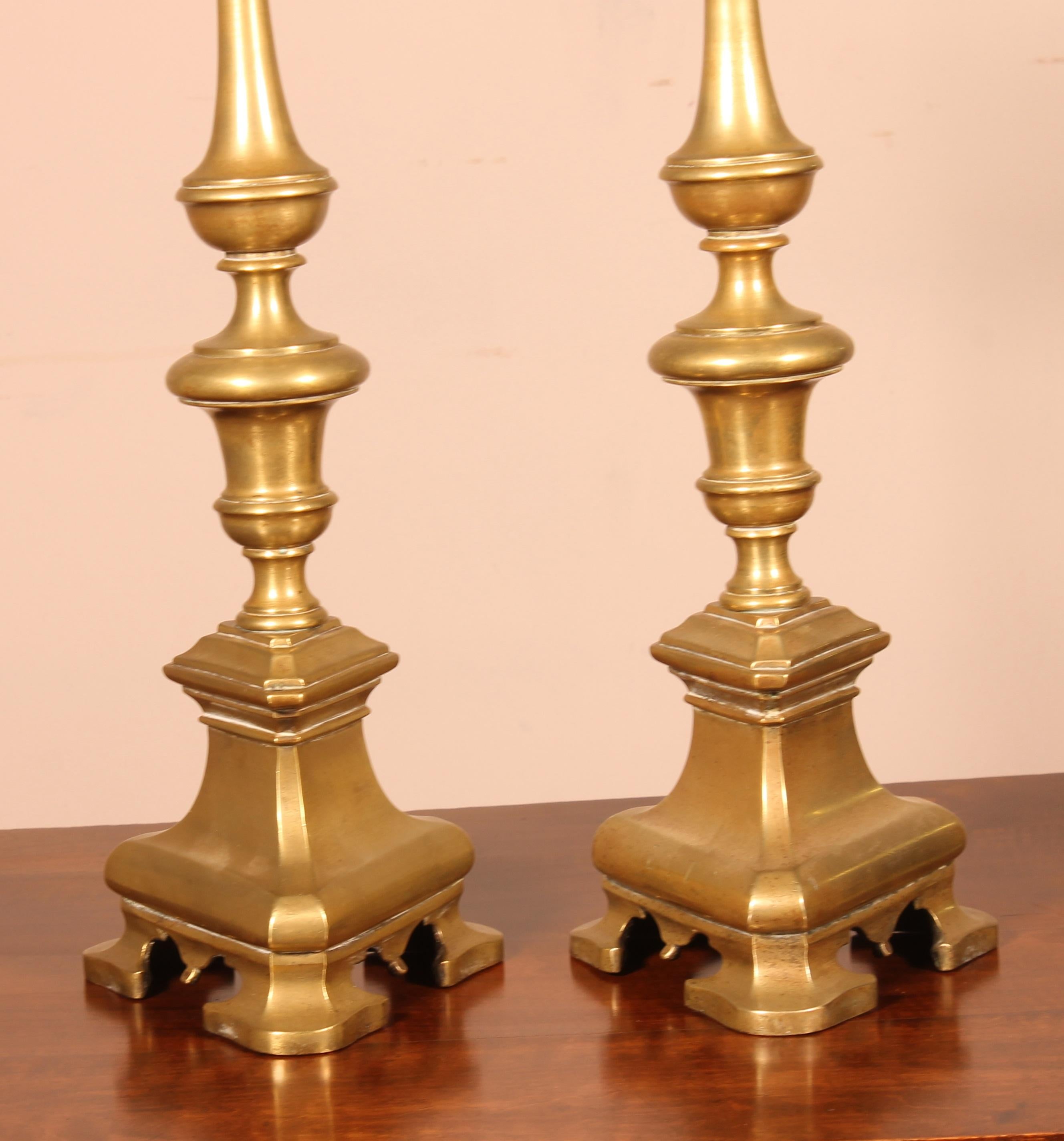 17th Century Pair of Candlesticks, Italy In Good Condition For Sale In Brussels, Brussels