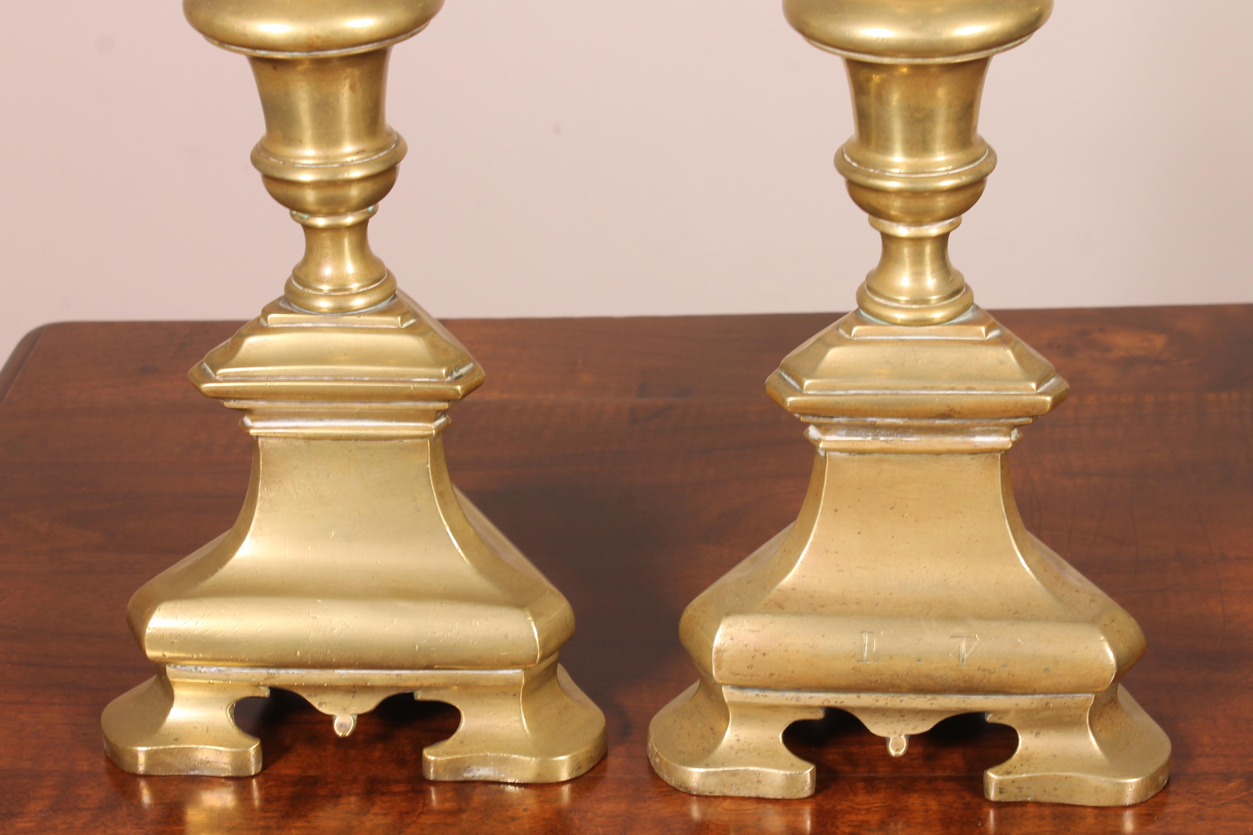 18th Century and Earlier 17th Century Pair of Candlesticks, Italy For Sale